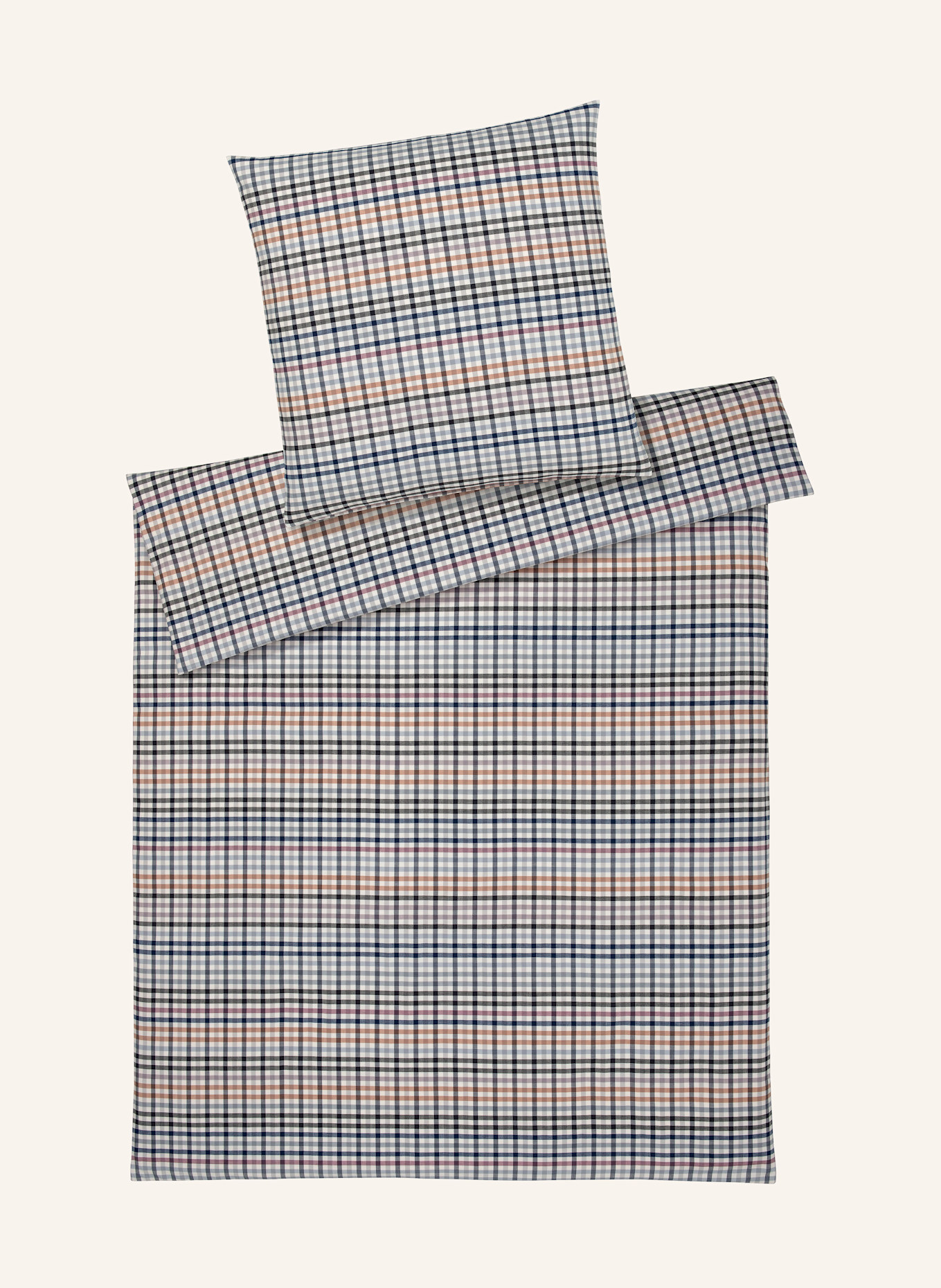 elegante Bettwäsche ABERDEEN: DUNKELBLAU / BLAUGRAU / ECRU