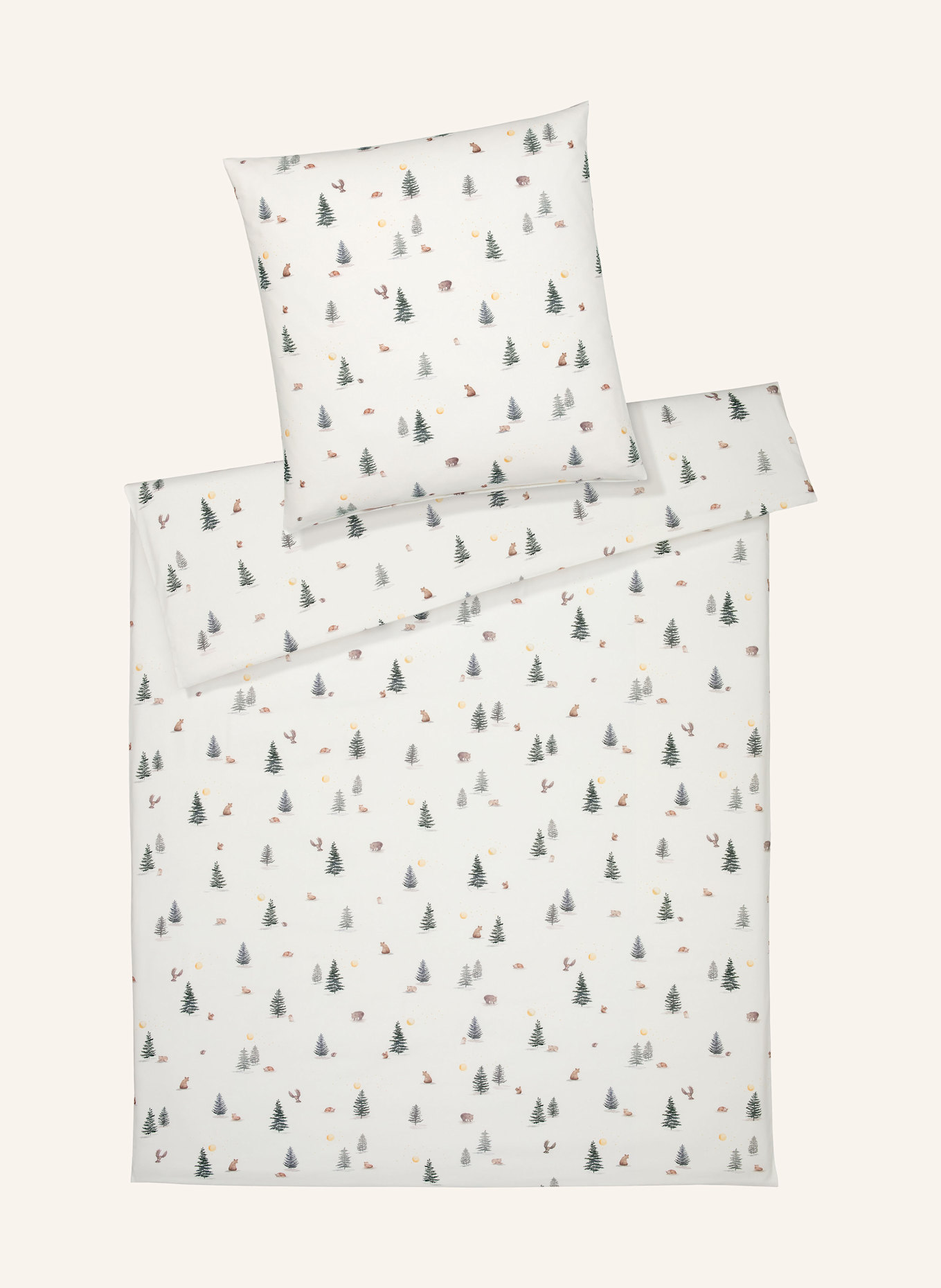 elegante Bettwäsche WINTERWALD: WEISS