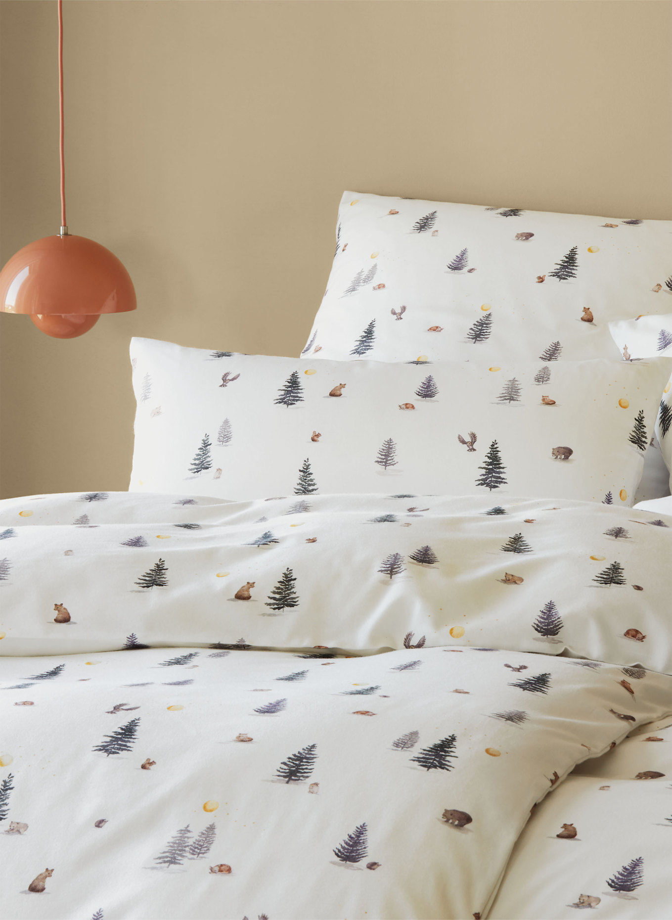 elegante Bettwäsche WINTERWALD: WEISS