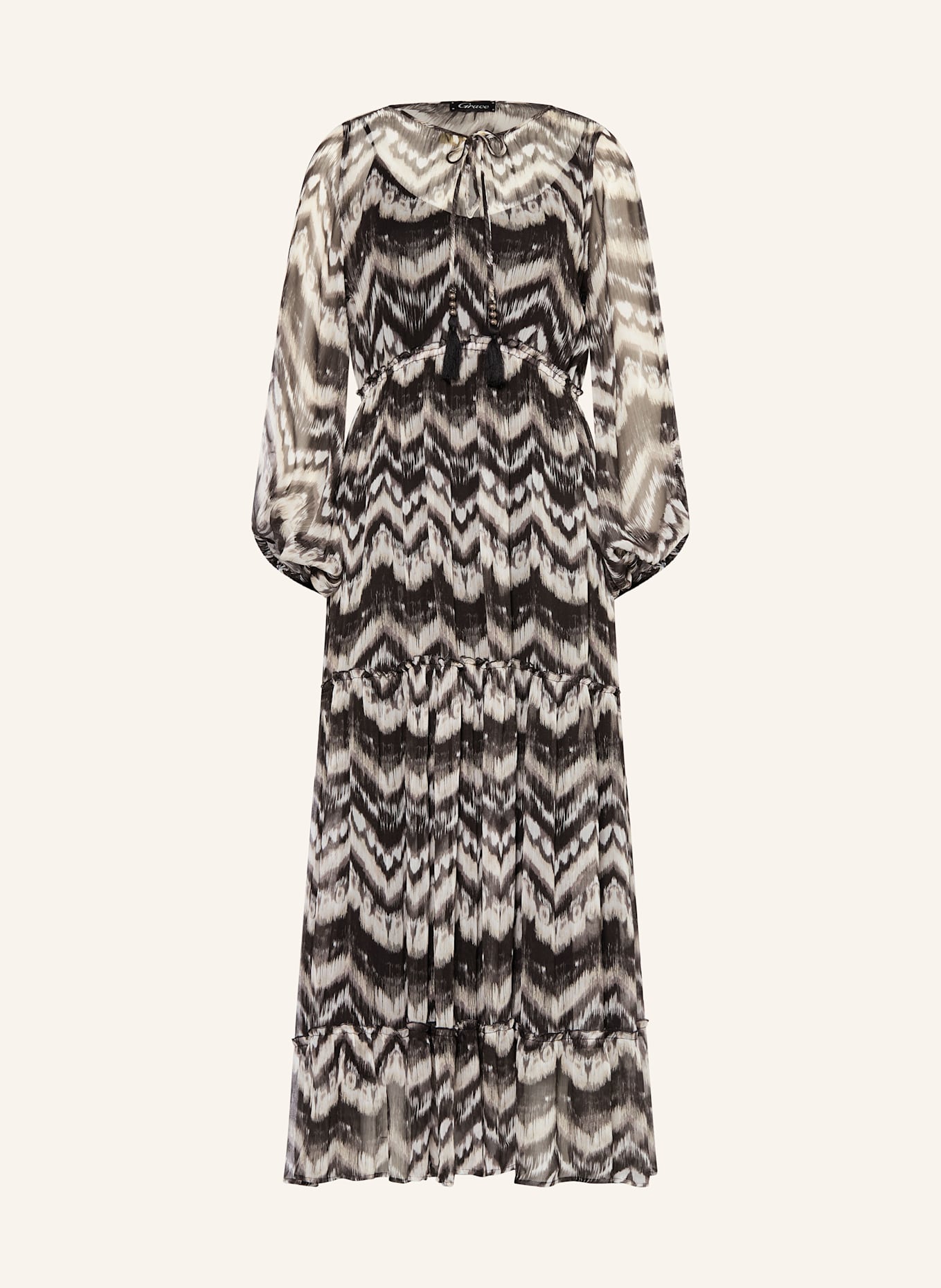 Grace Kleid mit Rüschen: SCHWARZ / WEISS