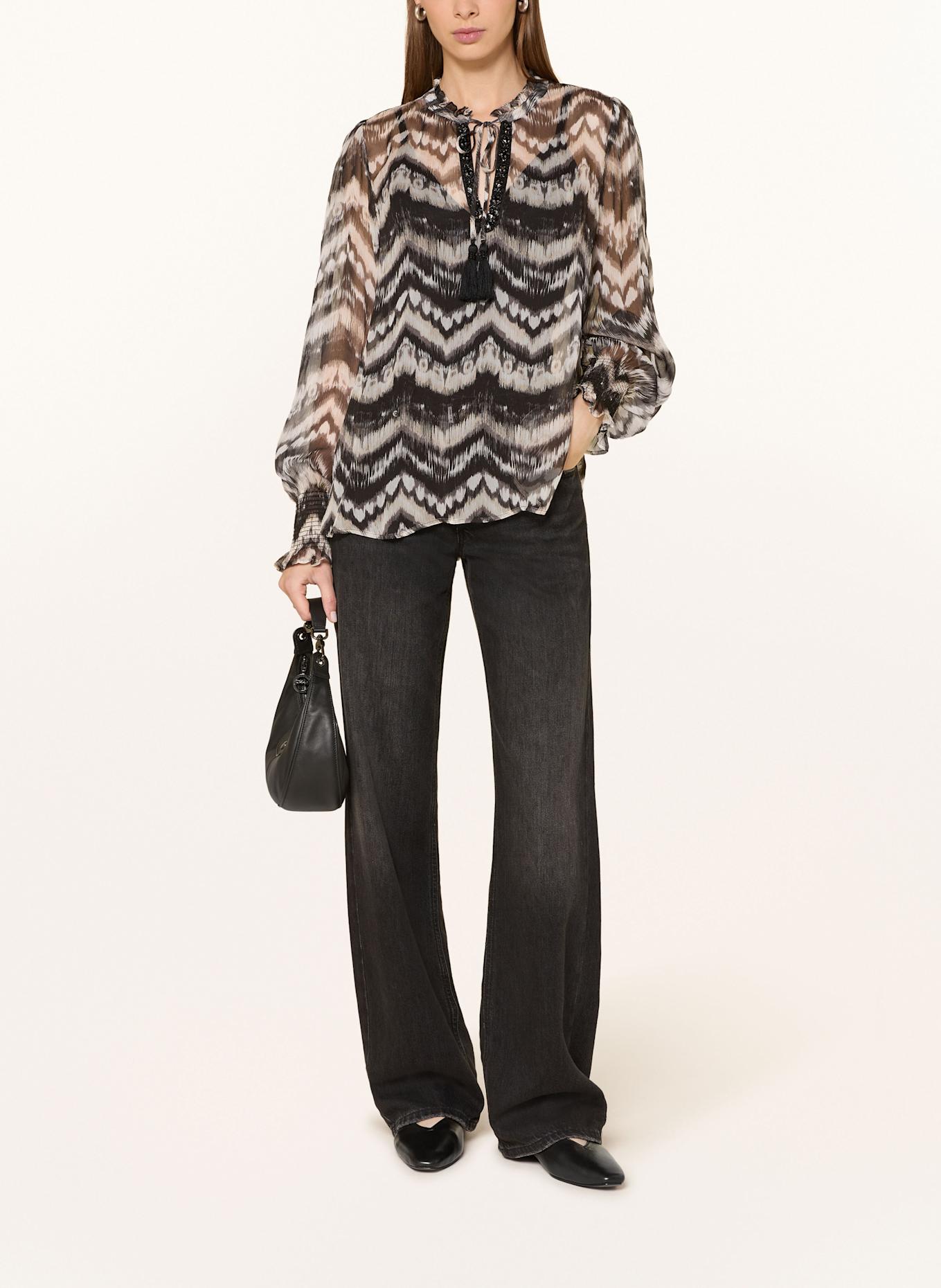 Grace Shirt blouse with decorative gems: BLACK / WHITE