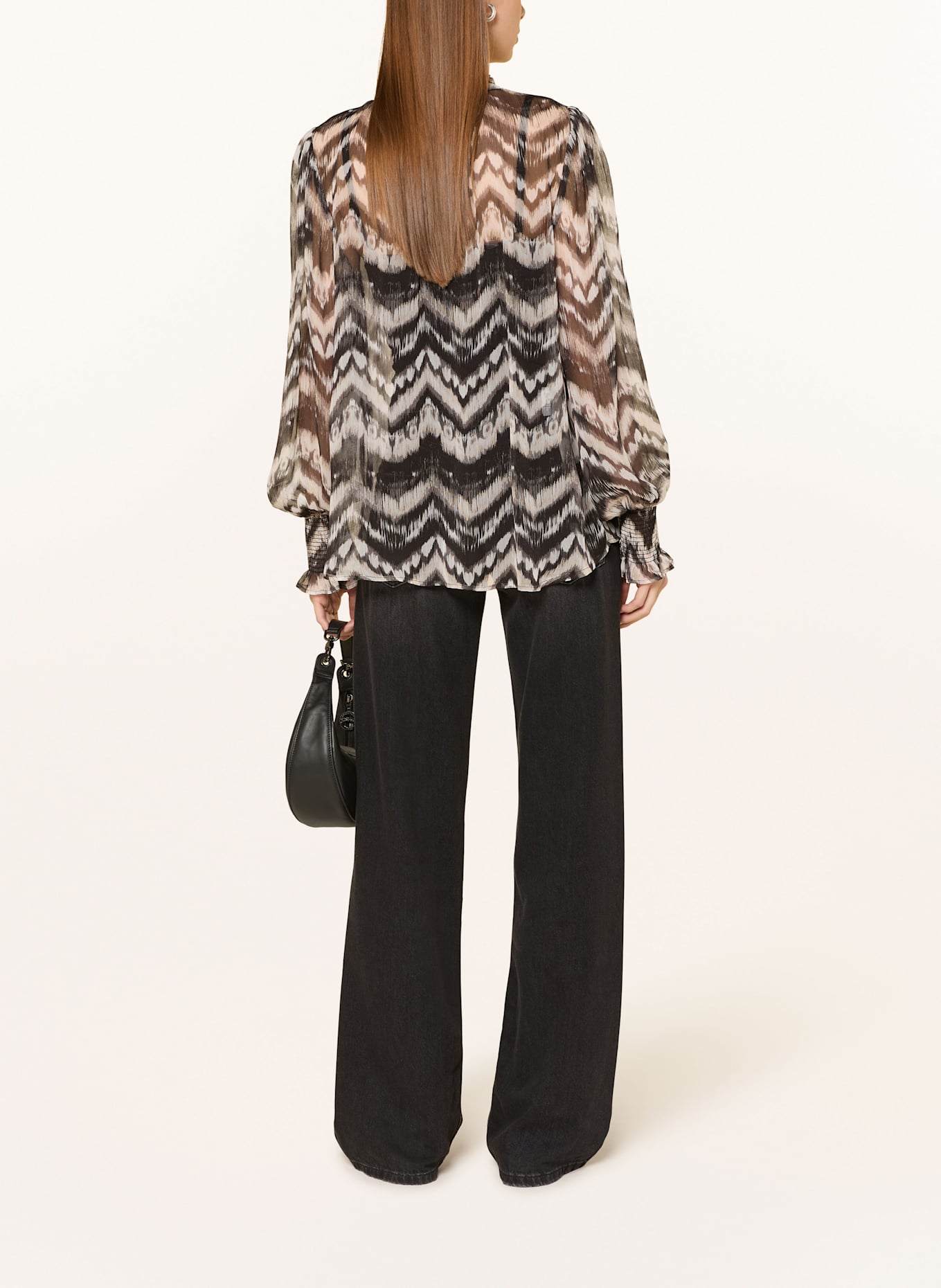 Grace Shirt blouse with decorative gems: BLACK / WHITE