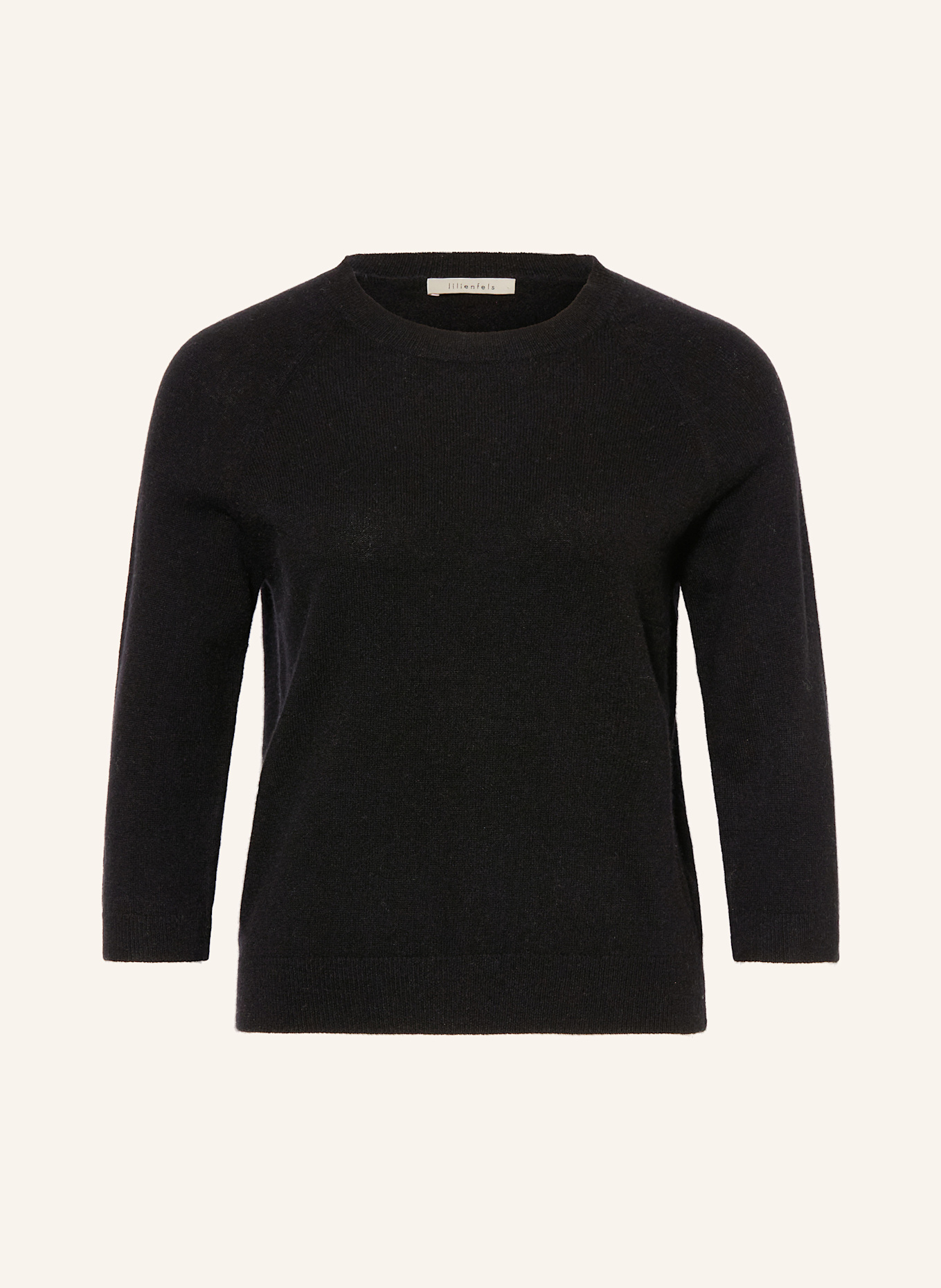 lilienfels Cashmere-Pullover mit 3/4-Arm: SCHWARZ