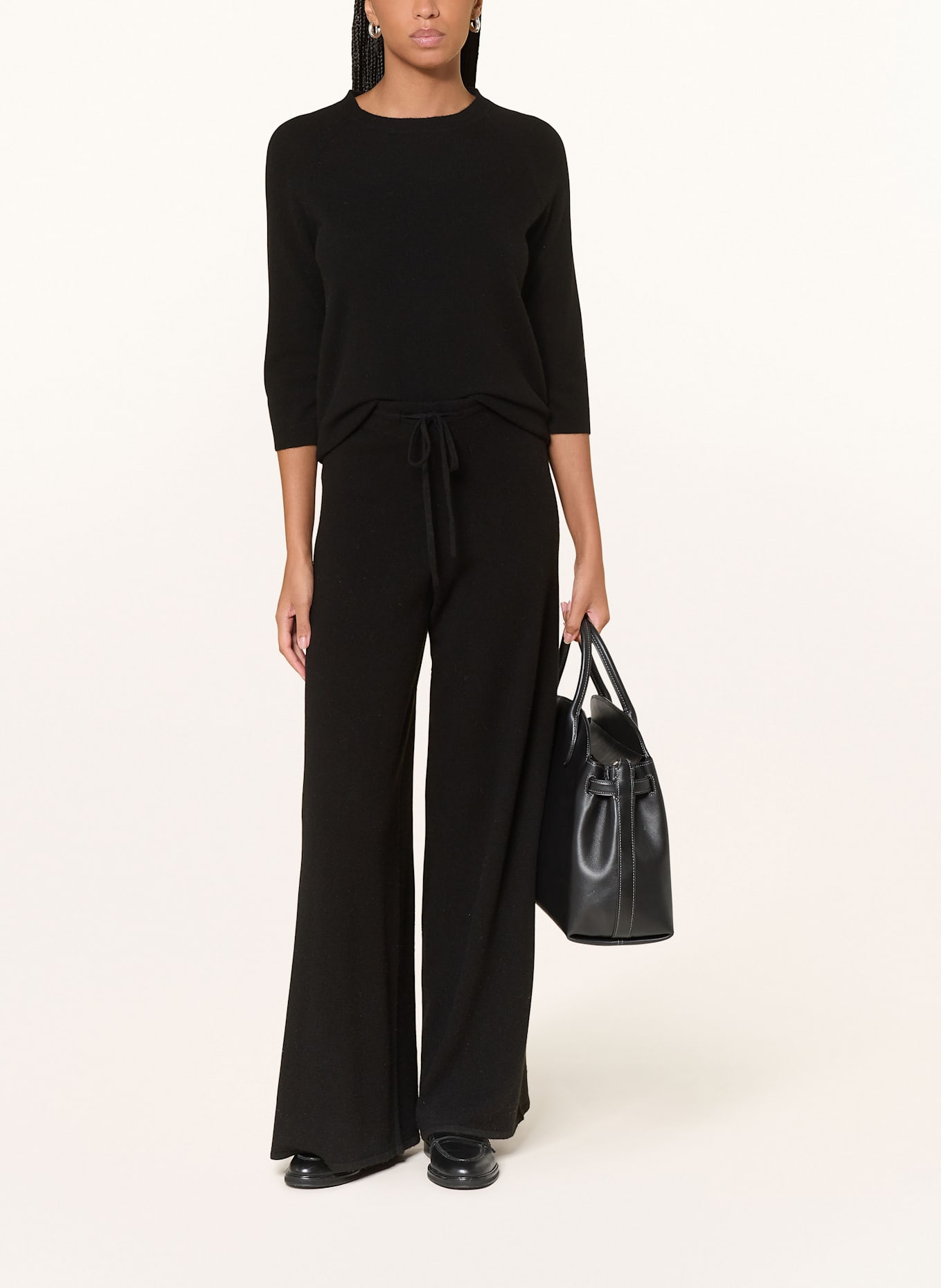 lilienfels Cashmere-Pullover mit 3/4-Arm: SCHWARZ