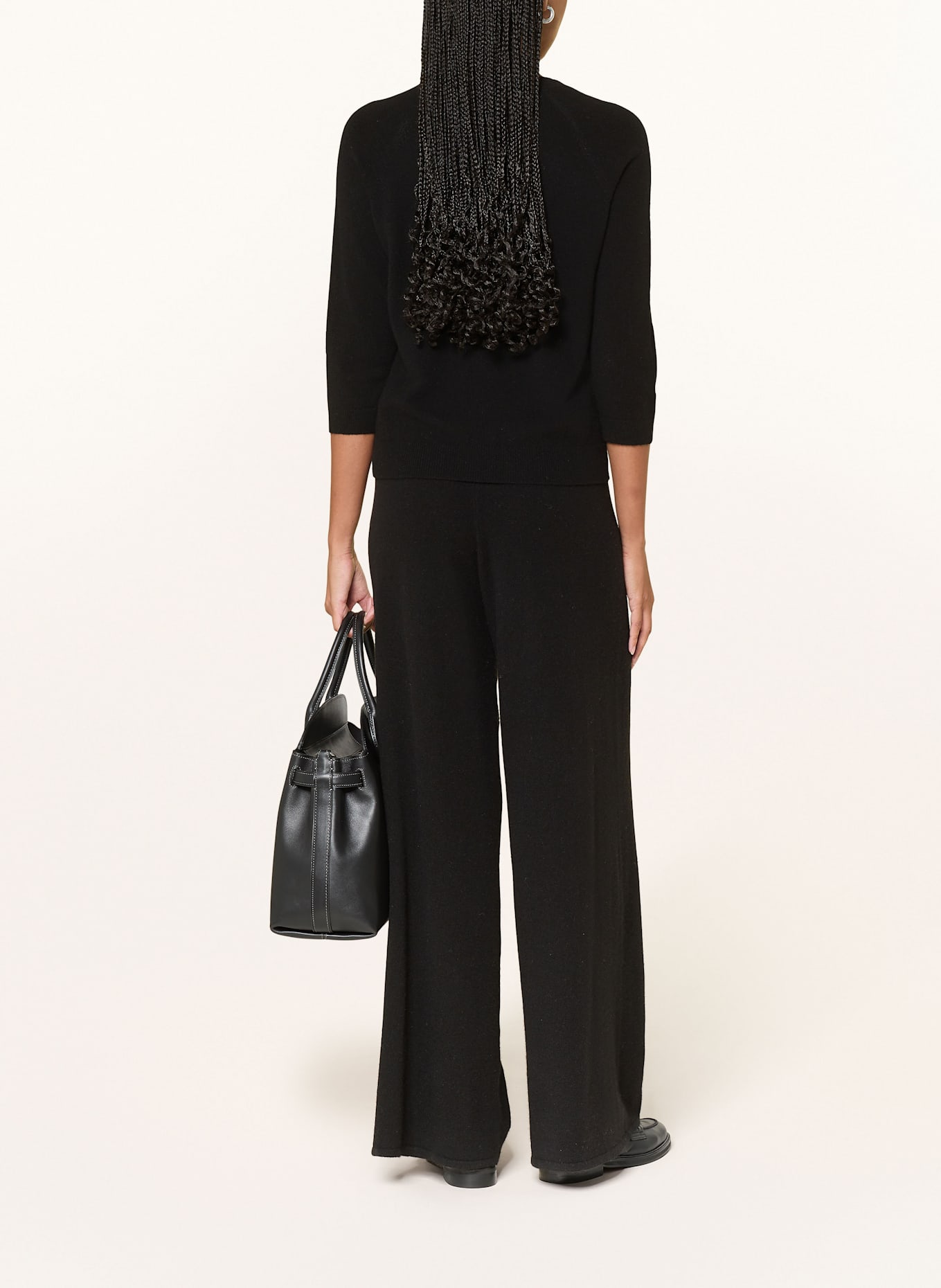 lilienfels Cashmere-Pullover mit 3/4-Arm: SCHWARZ