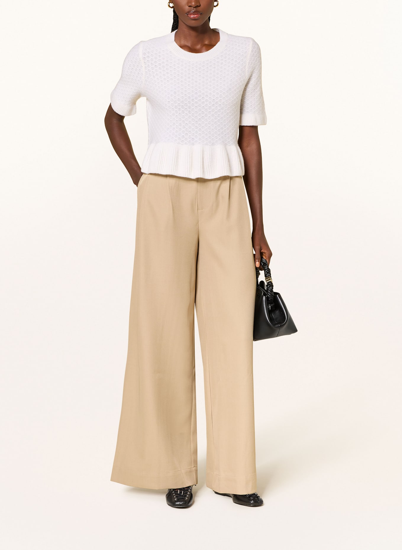 MRS & HUGS Wide leg trousers: LIGHT BROWN