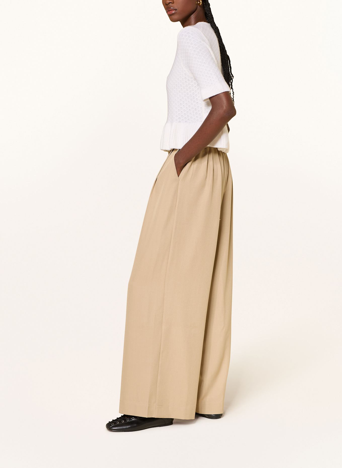 MRS & HUGS Wide leg trousers: LIGHT BROWN