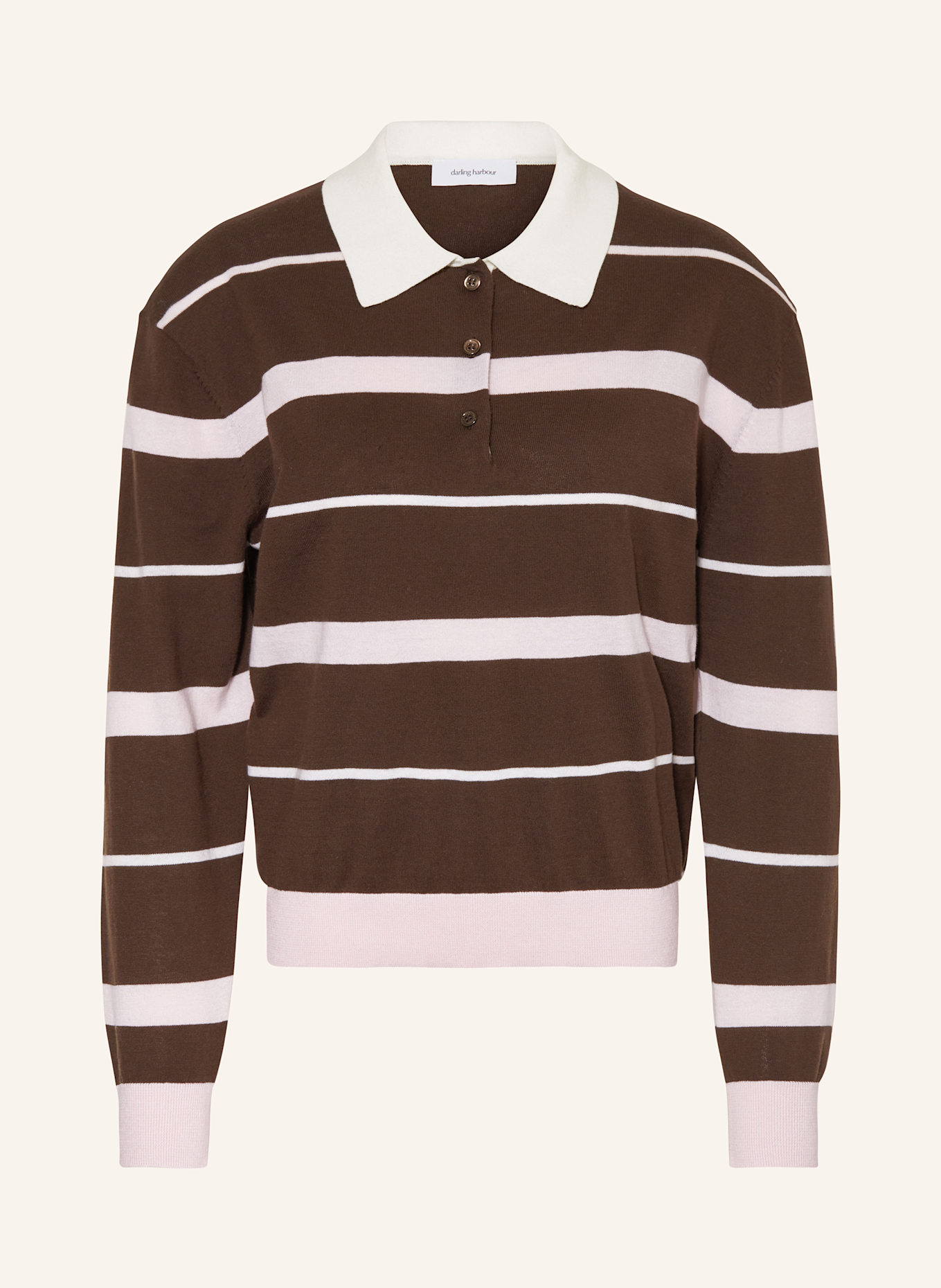 darling harbour Strick-Poloshirt: dark brown / rose
