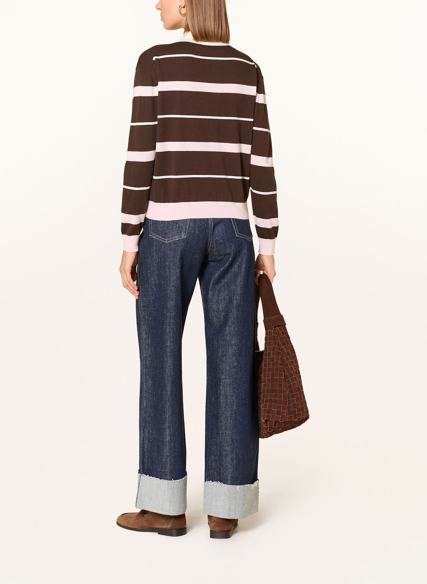 darling harbour Strick-Poloshirt: dark brown / rose