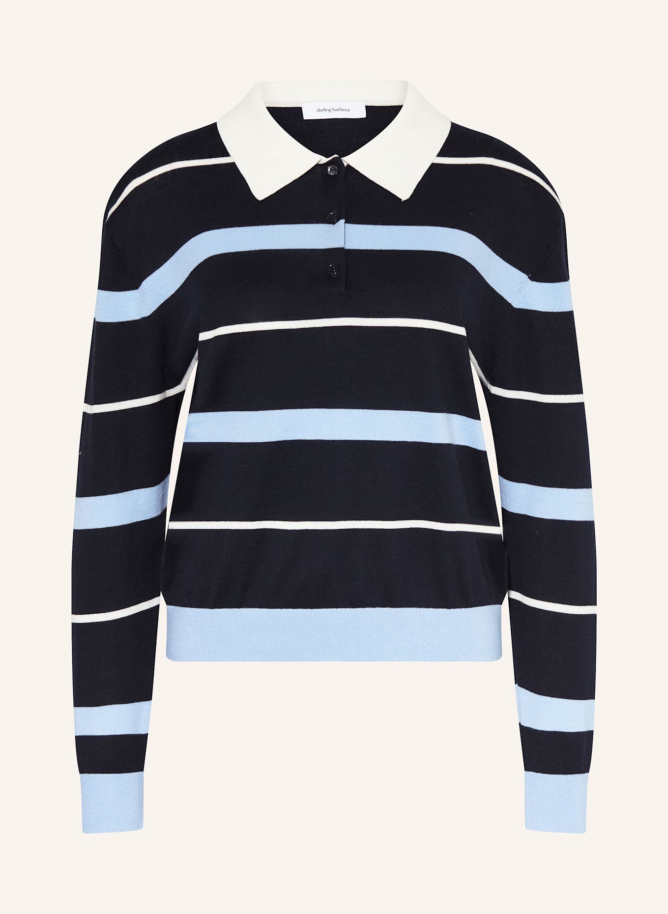 darling harbour Strick-Poloshirt: DUNKELBLAU / HELLBLAU / WEISS