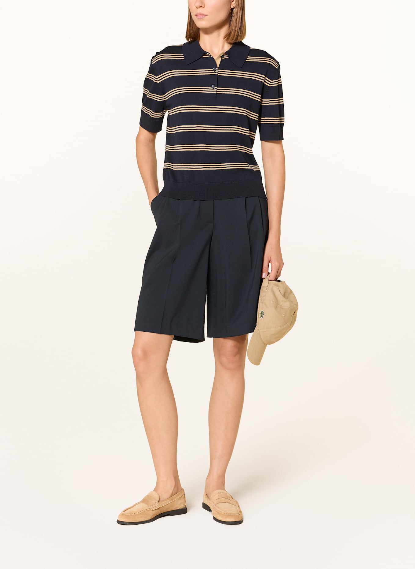 darling harbour Strick-Poloshirt: navy / hazelnut