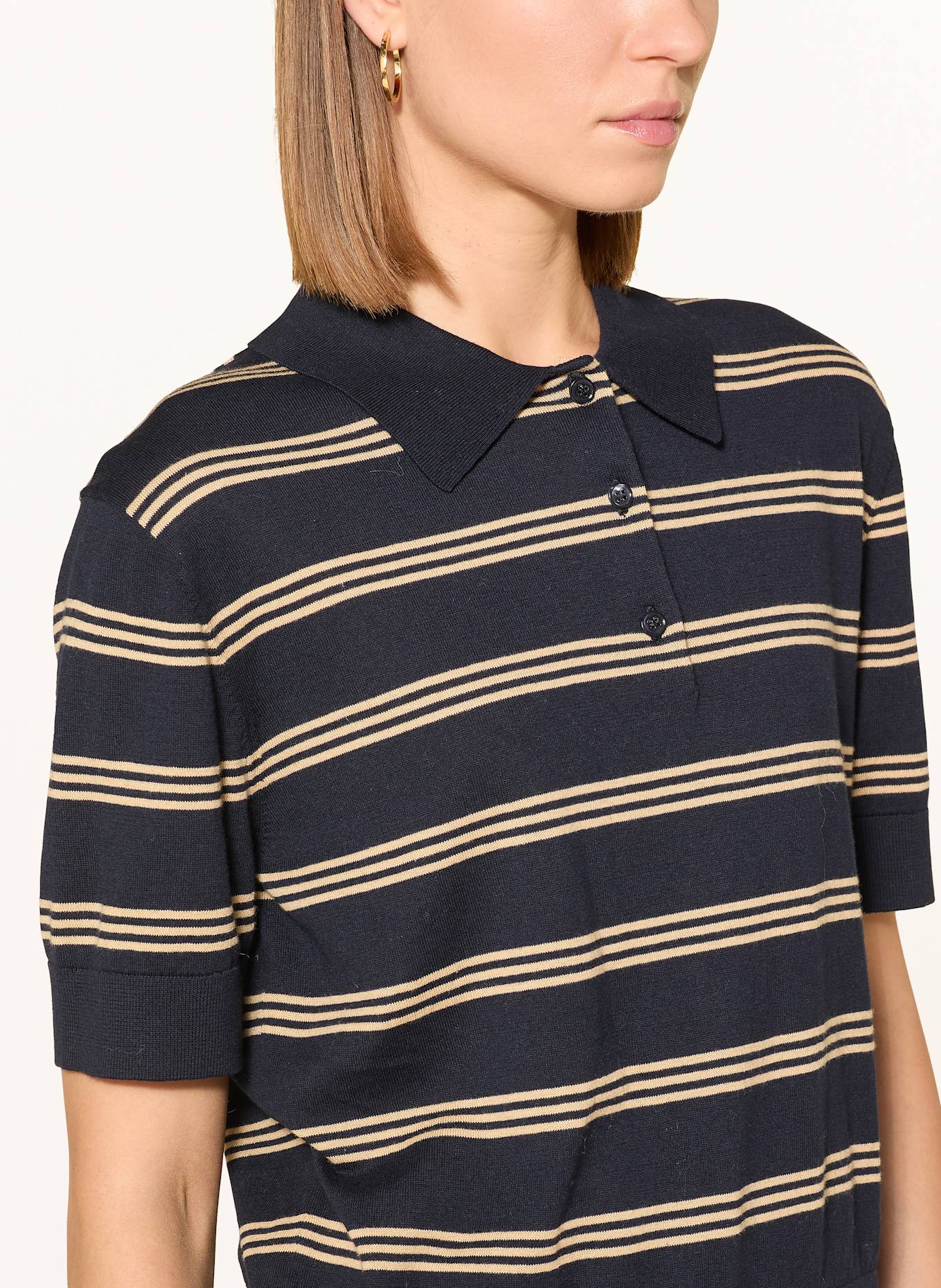 darling harbour Strick-Poloshirt: navy / hazelnut