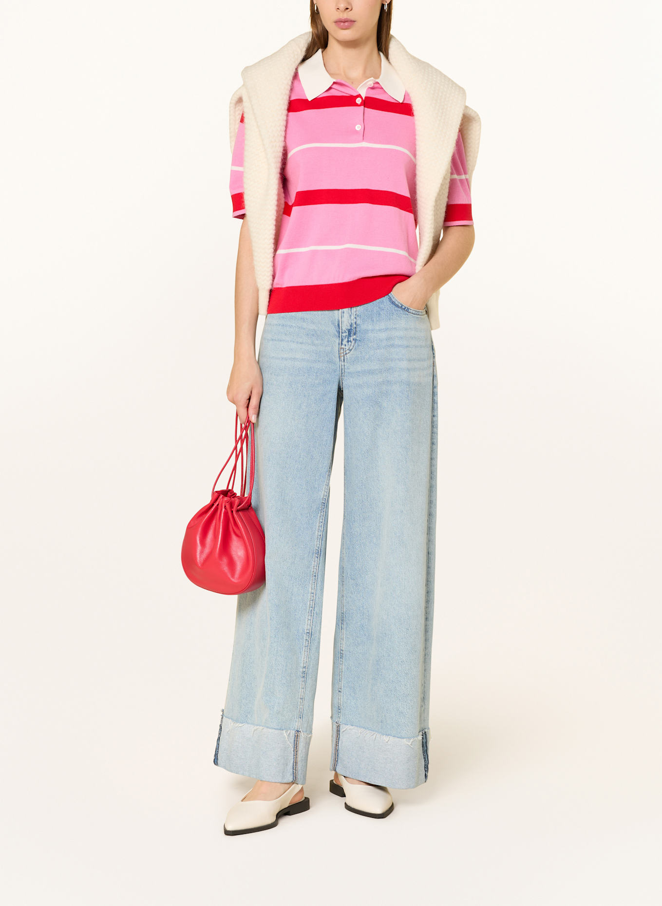 darling harbour Strick-Poloshirt: pink /red