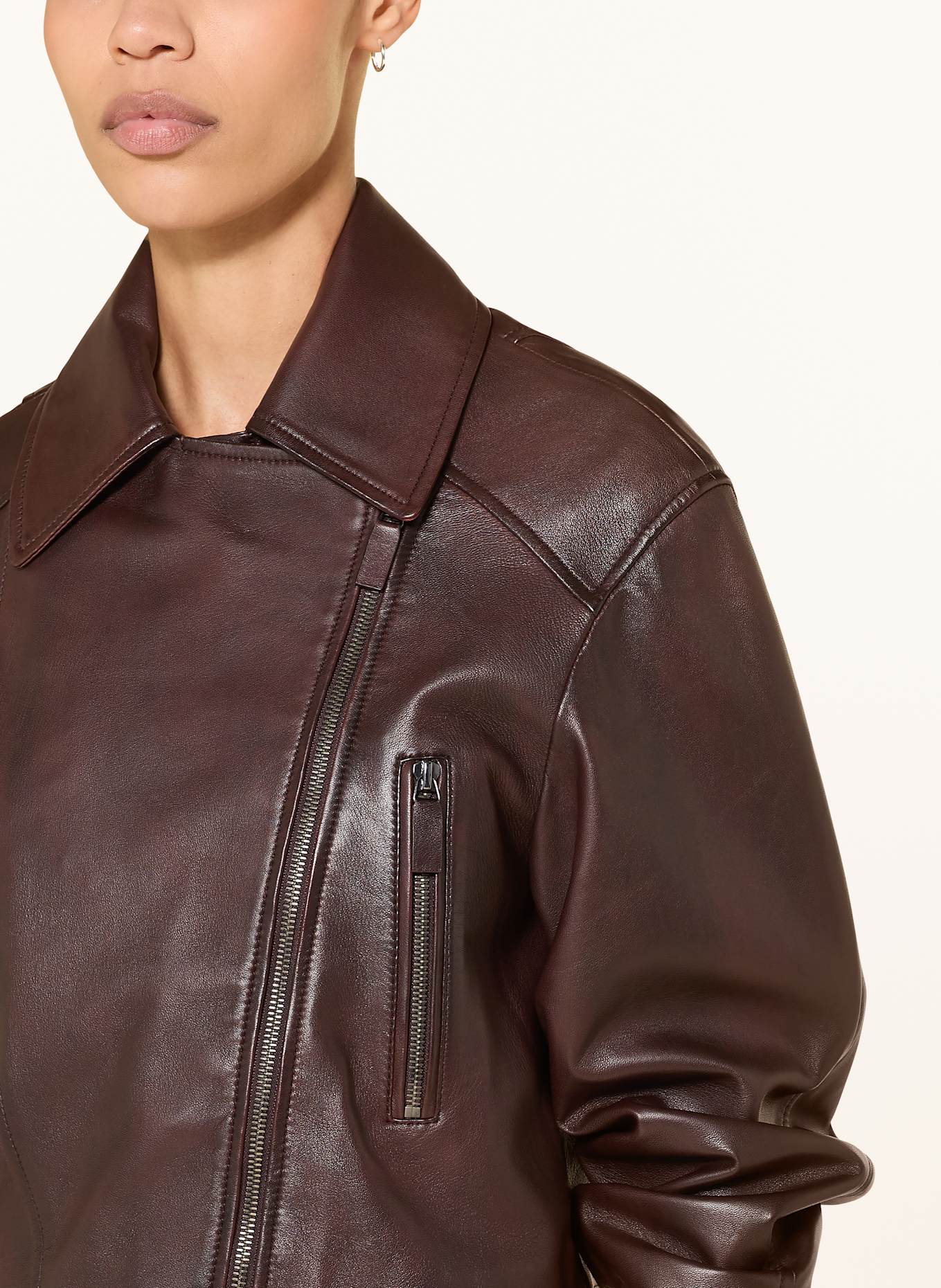 LUISA CERANO Lederjacke: DUNKELBRAUN