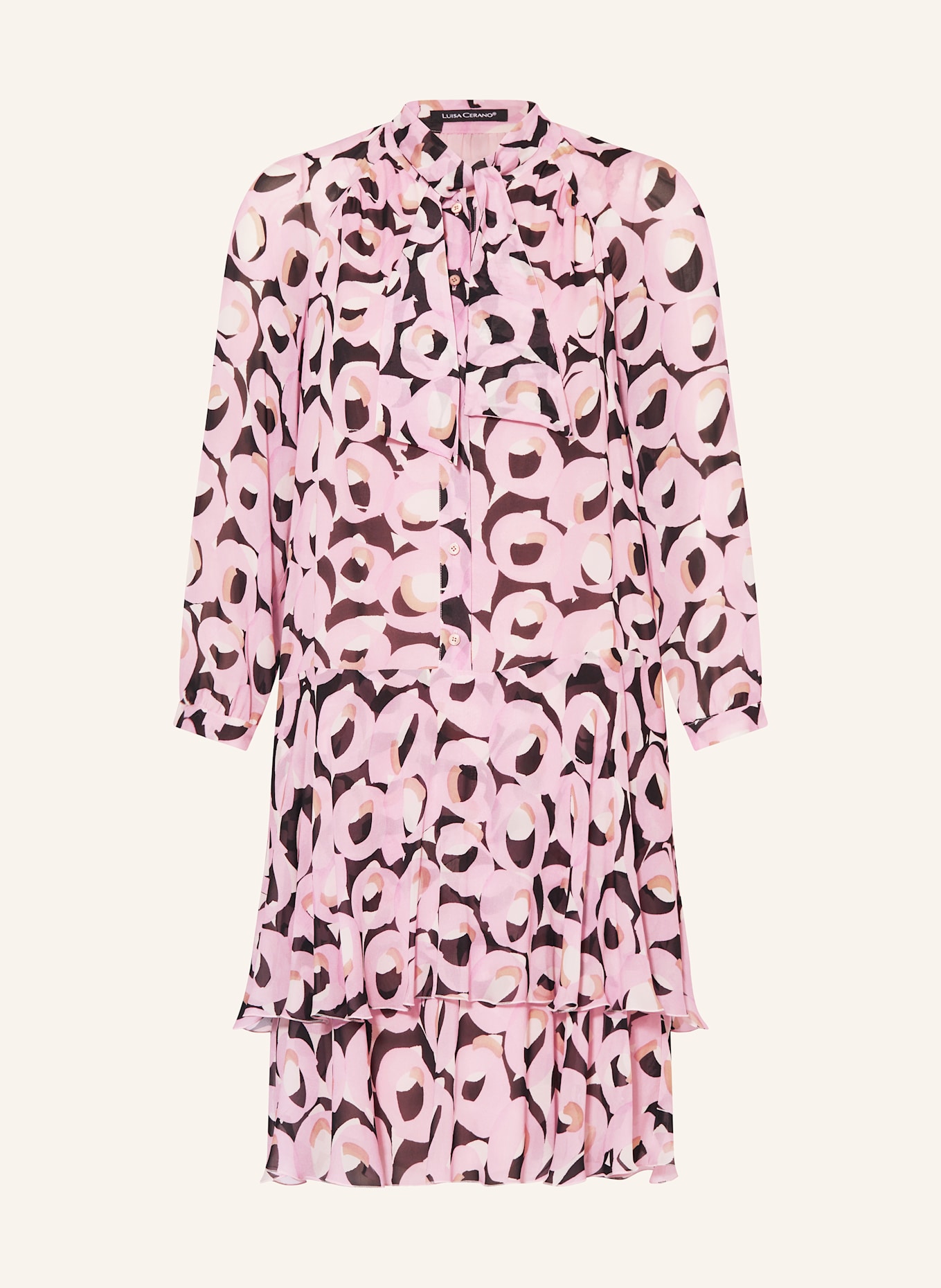 LUISA CERANO Kleid: ROSA / SCHWARZ / CREME