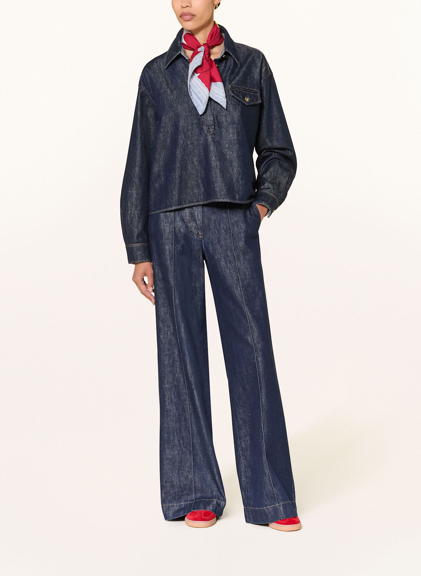 LUISA CERANO Jeansbluse: DUNKELBLAU