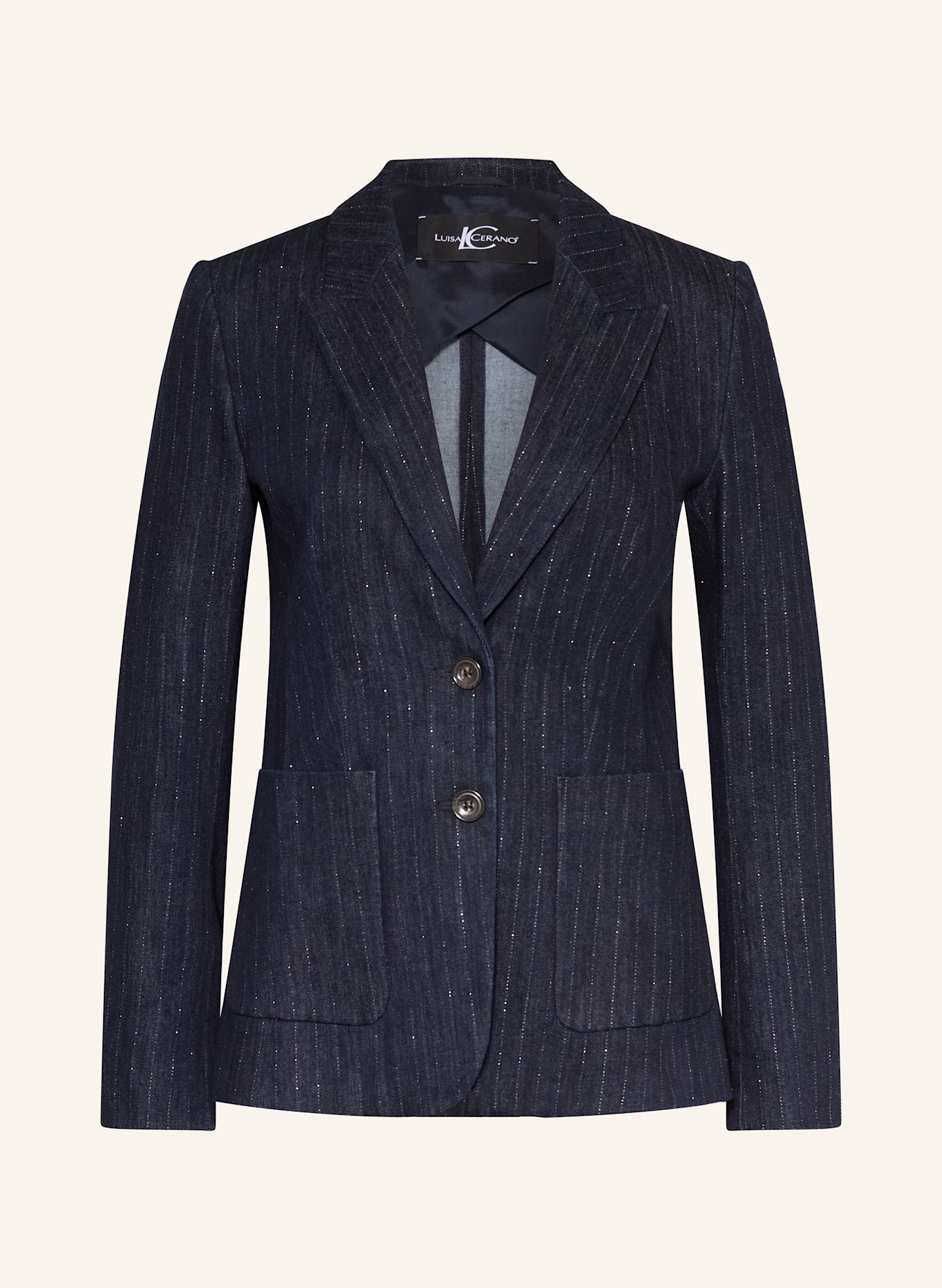 LUISA CERANO Jeans-look blazer with glitter yarn: DARK BLUE
