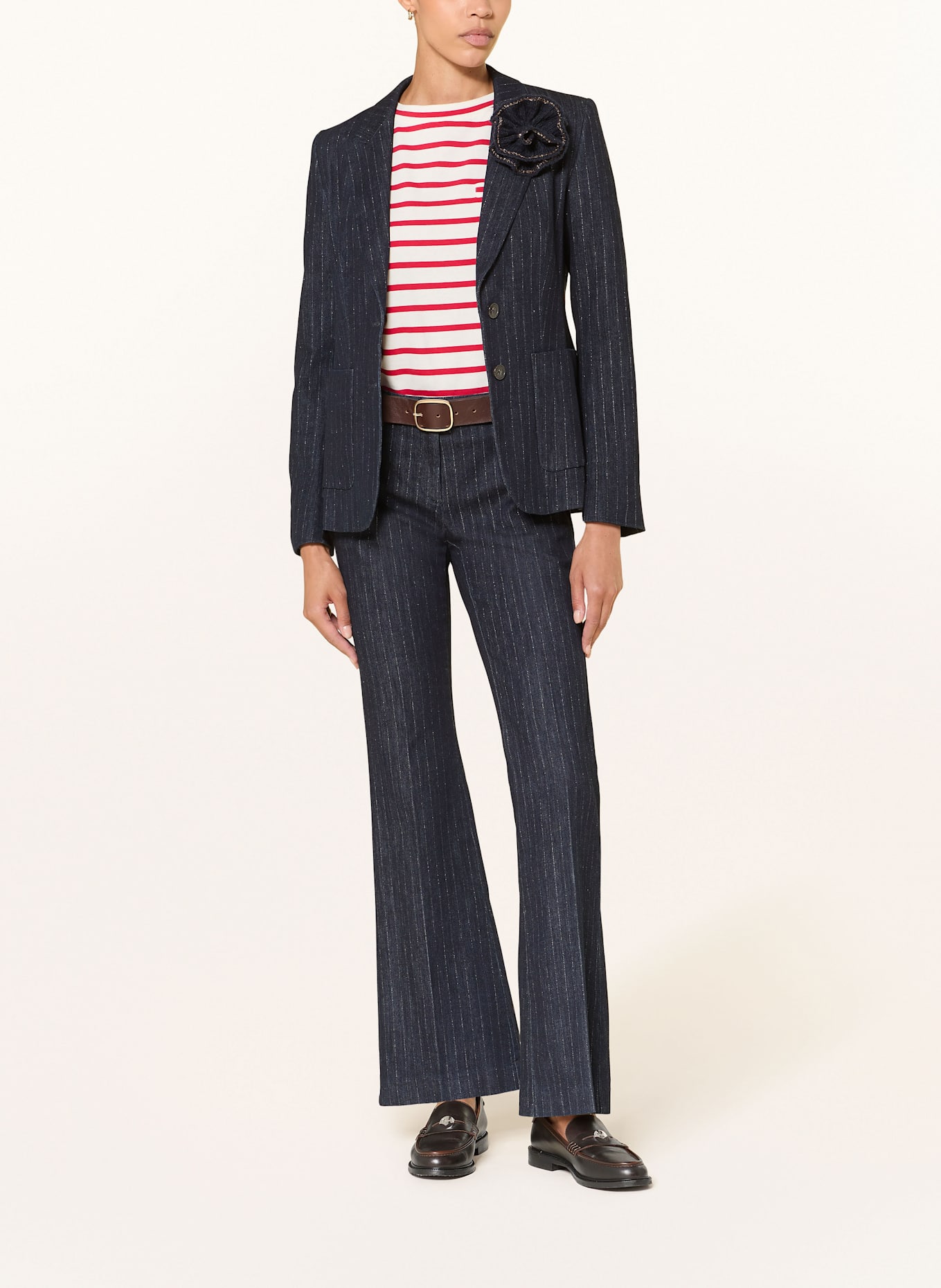 LUISA CERANO Jeans-look blazer with glitter yarn: DARK BLUE