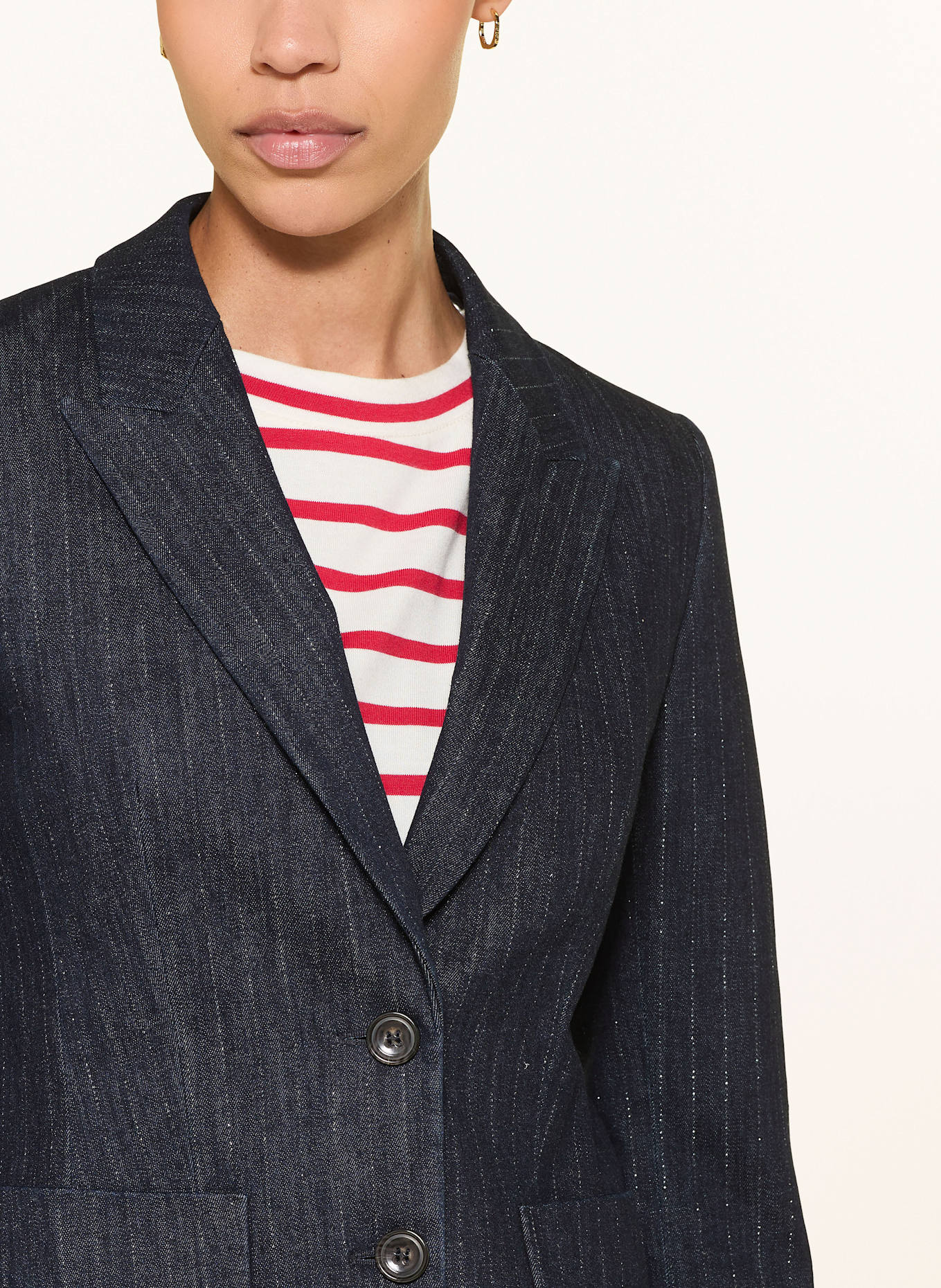 LUISA CERANO Jeans-look blazer with glitter yarn: DARK BLUE