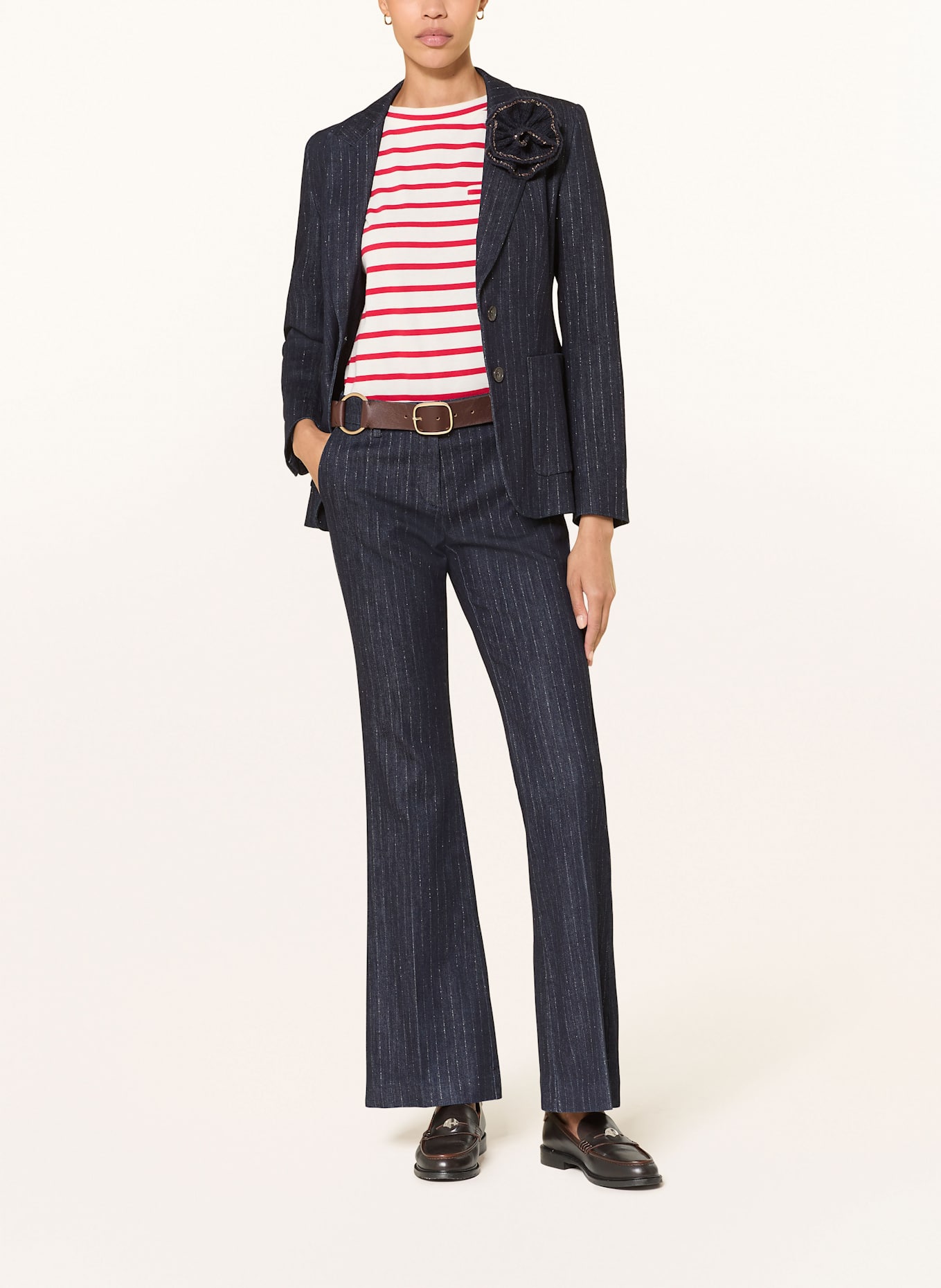 LUISA CERANO Bootcut džíny s třpytivou přízí: 2521 denim pin stripe