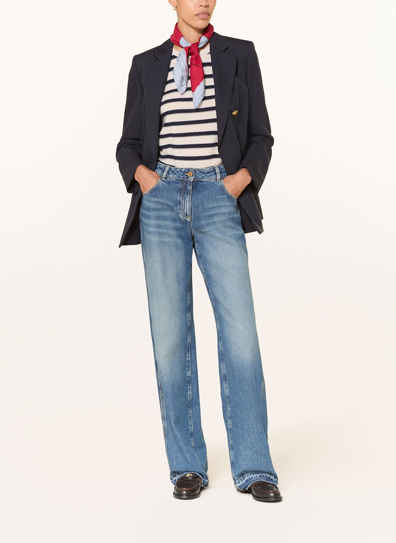 LUISA CERANO Stricktop: DUNKELBLAU / CREME