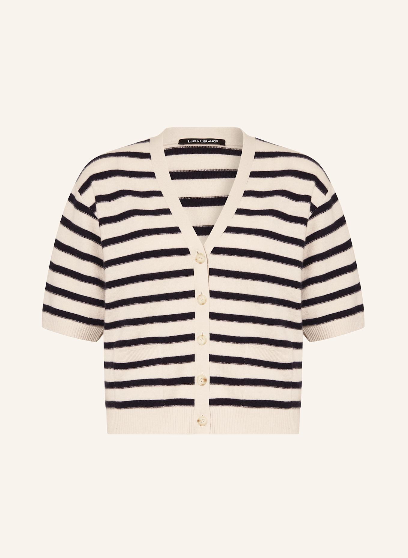LUISA CERANO Pletený kardigan: KRÉMOVÁ / TMAVĚ MODRÁ