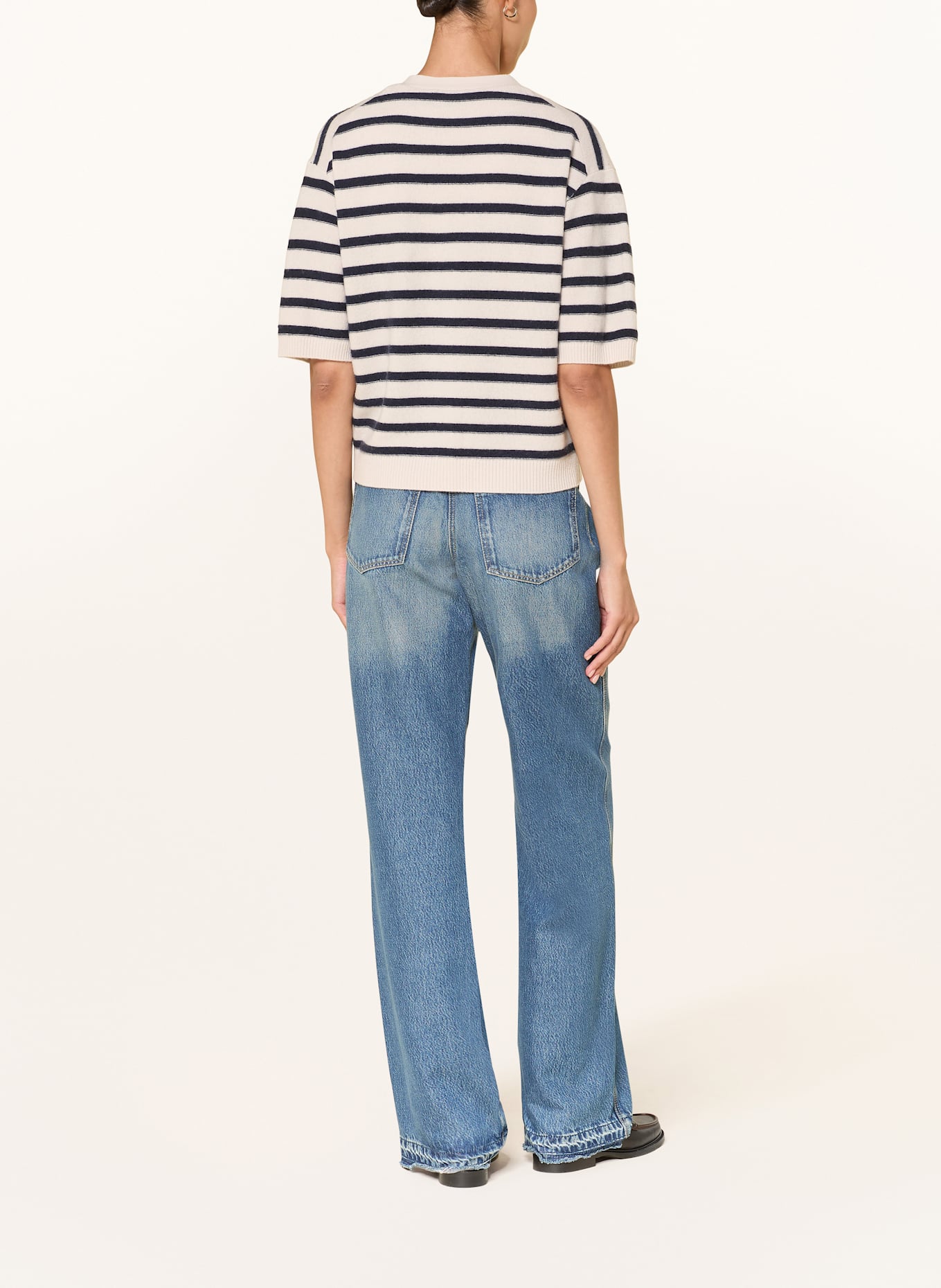 LUISA CERANO Pletený kardigan: KRÉMOVÁ / TMAVĚ MODRÁ