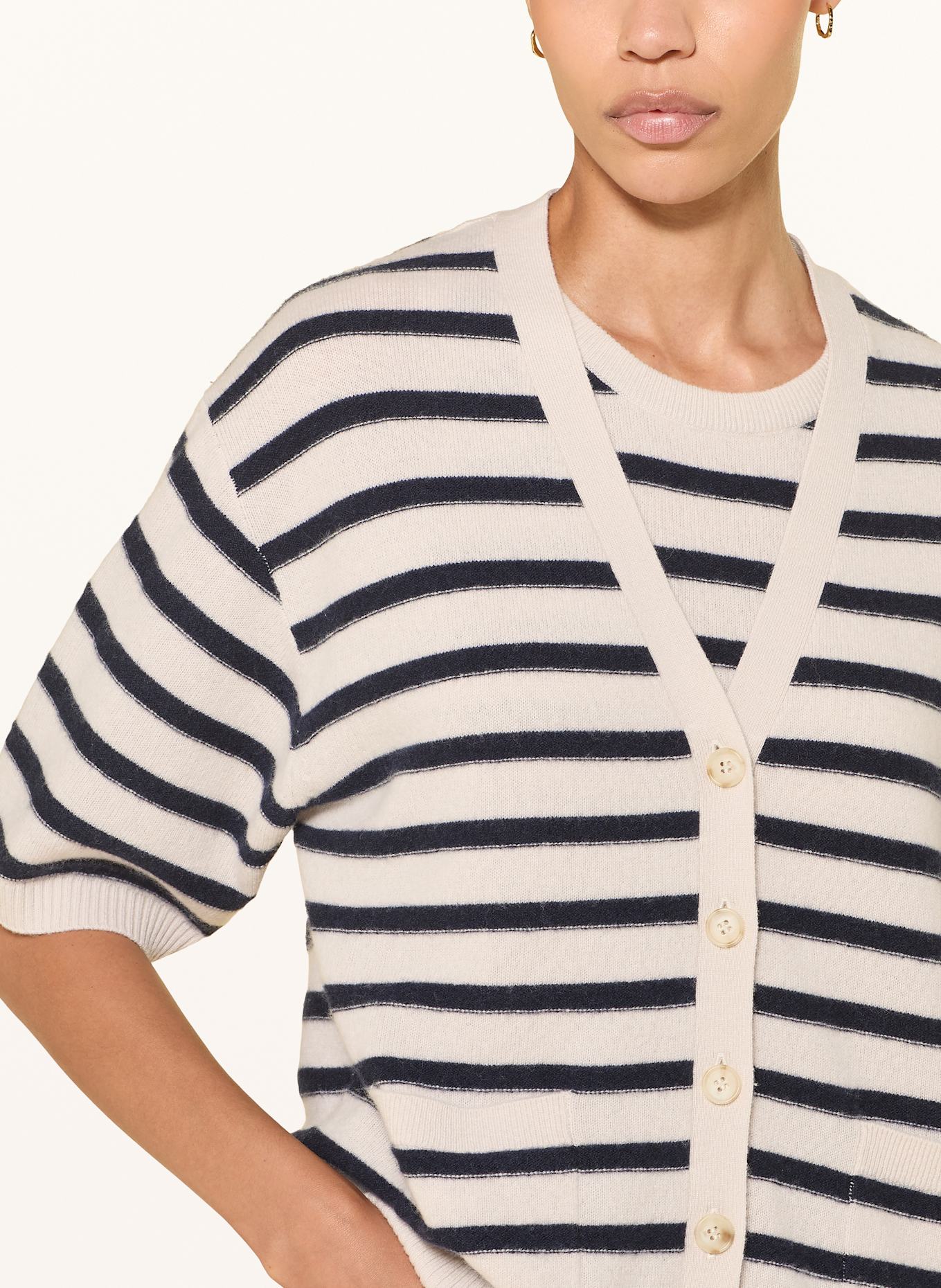 LUISA CERANO Pletený kardigan: KRÉMOVÁ / TMAVĚ MODRÁ