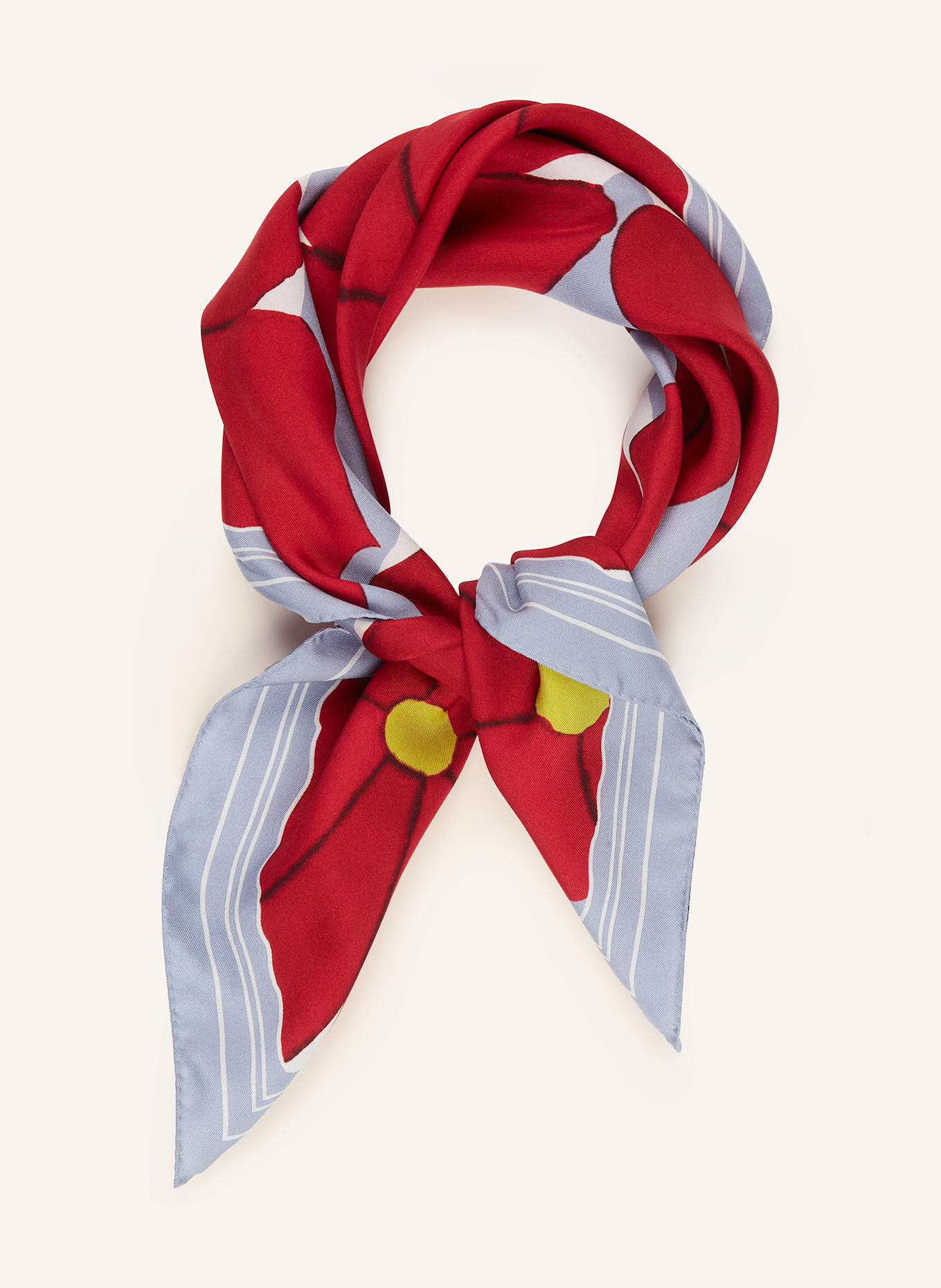 LUISA CERANO Seidentuch: ROT / HELLBLAU