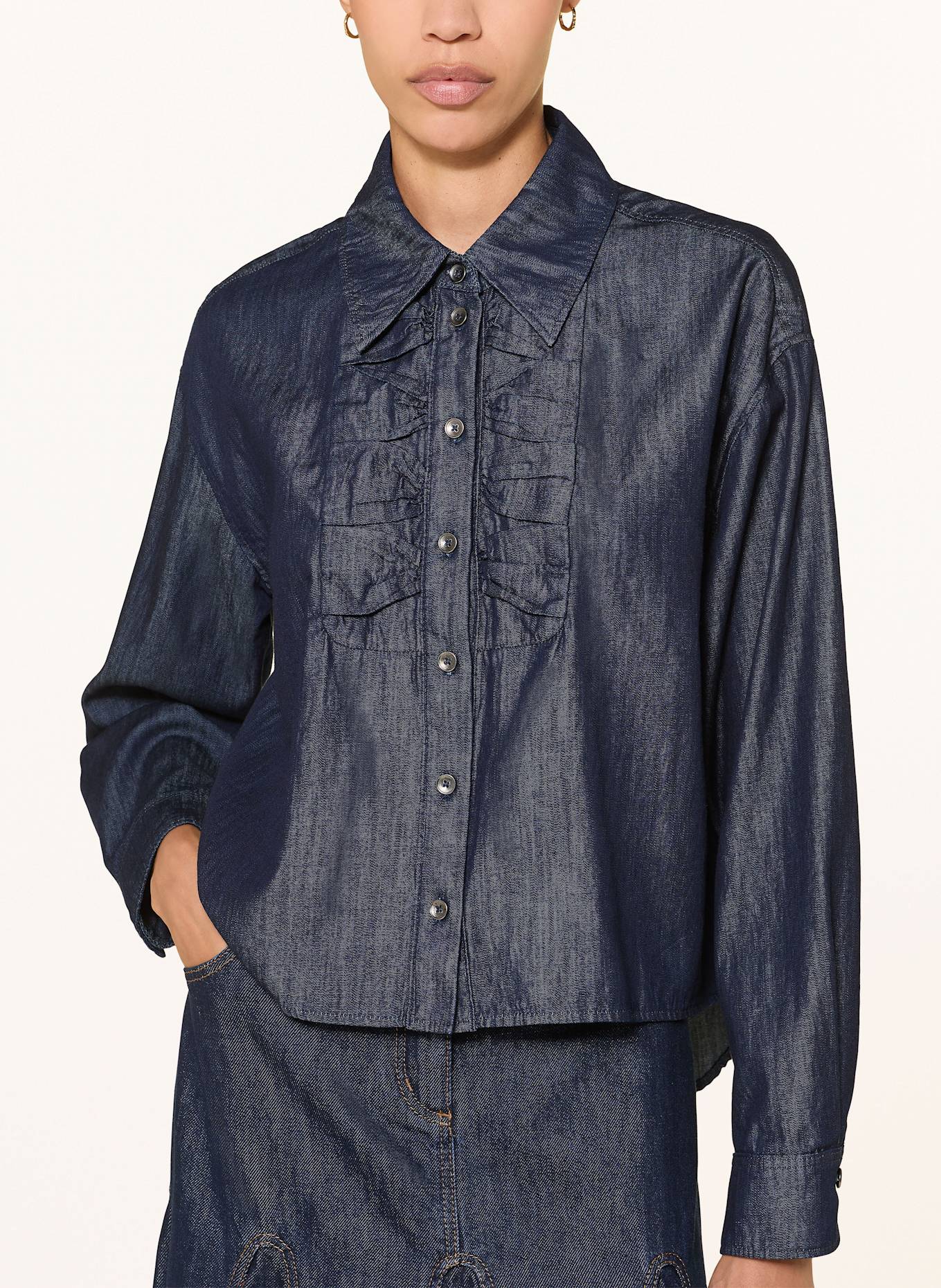 LUISA CERANO Hemdbluse in Jeansoptik: DUNKELBLAU