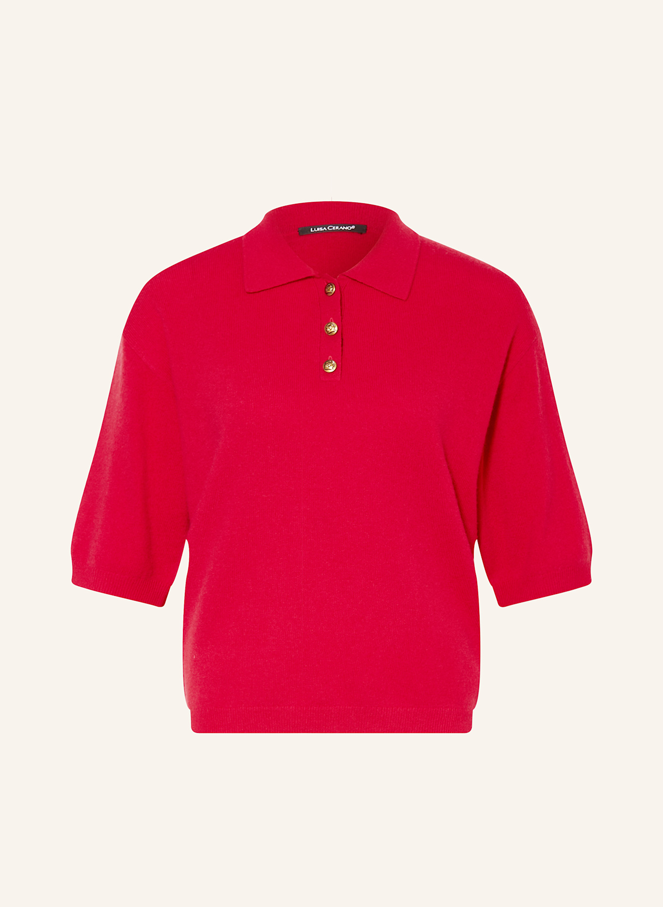 LUISA CERANO Strick-Poloshirt mit 3/4-Arm: ROT