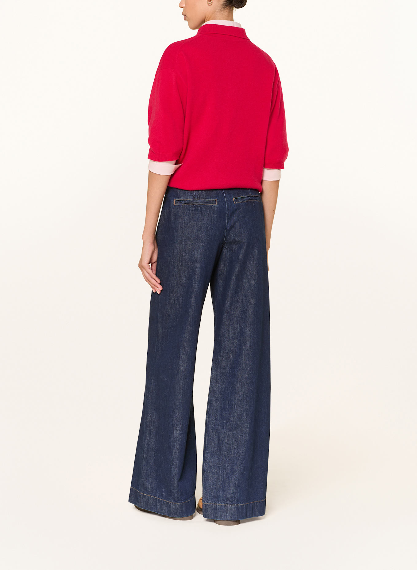 LUISA CERANO Strick-Poloshirt mit 3/4-Arm: ROT