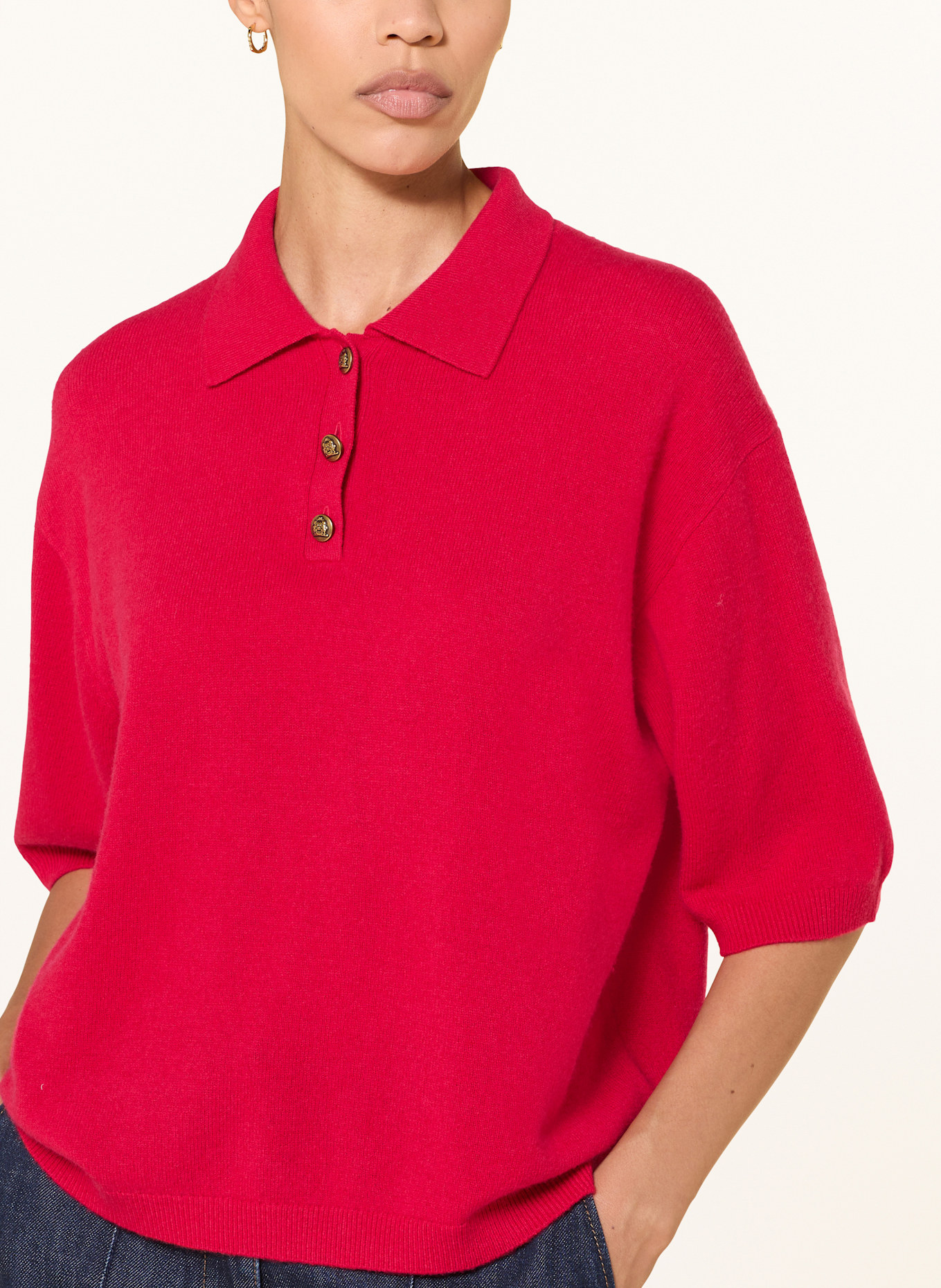 LUISA CERANO Strick-Poloshirt mit 3/4-Arm: ROT