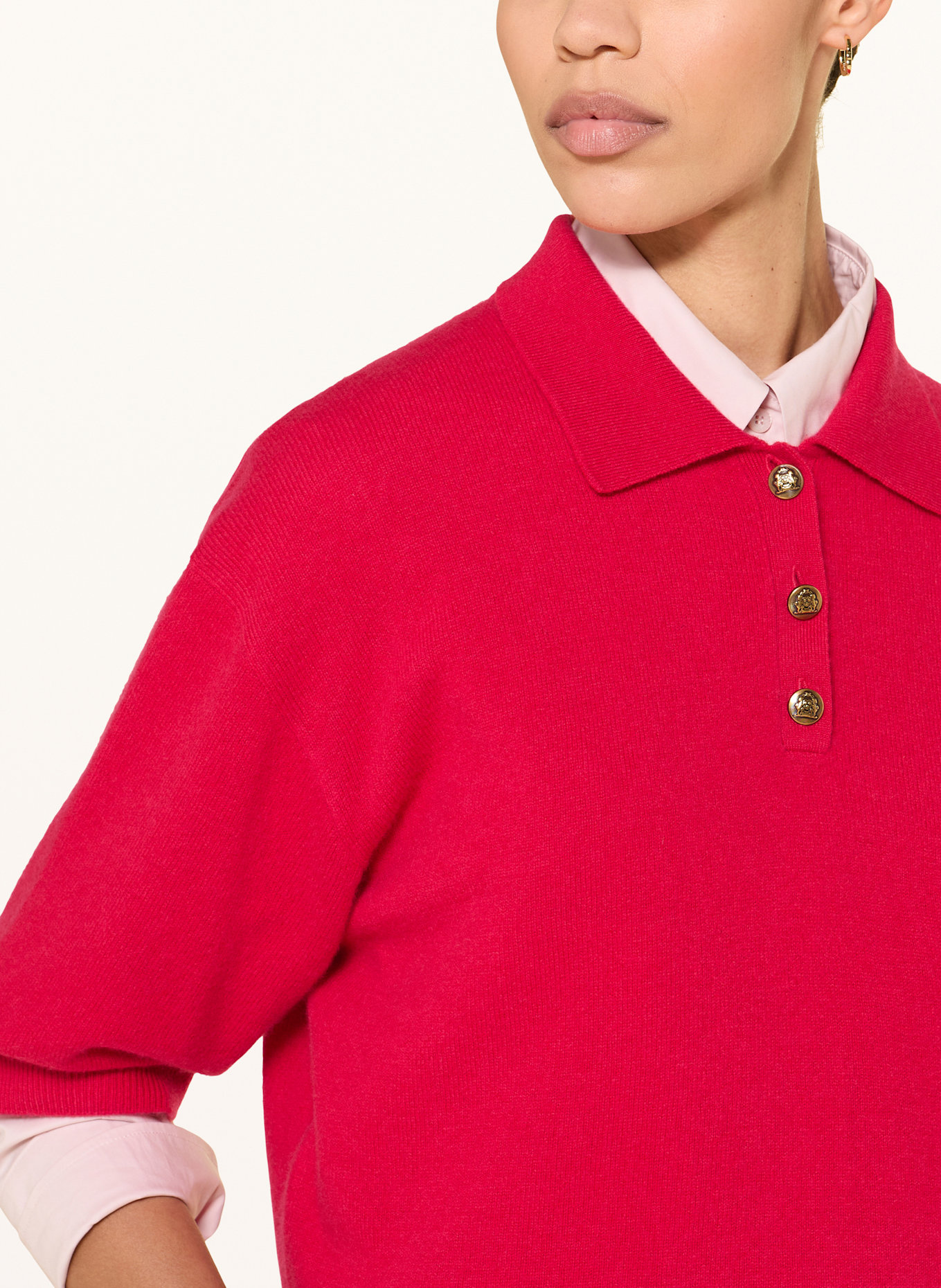 LUISA CERANO Strick-Poloshirt mit 3/4-Arm: ROT