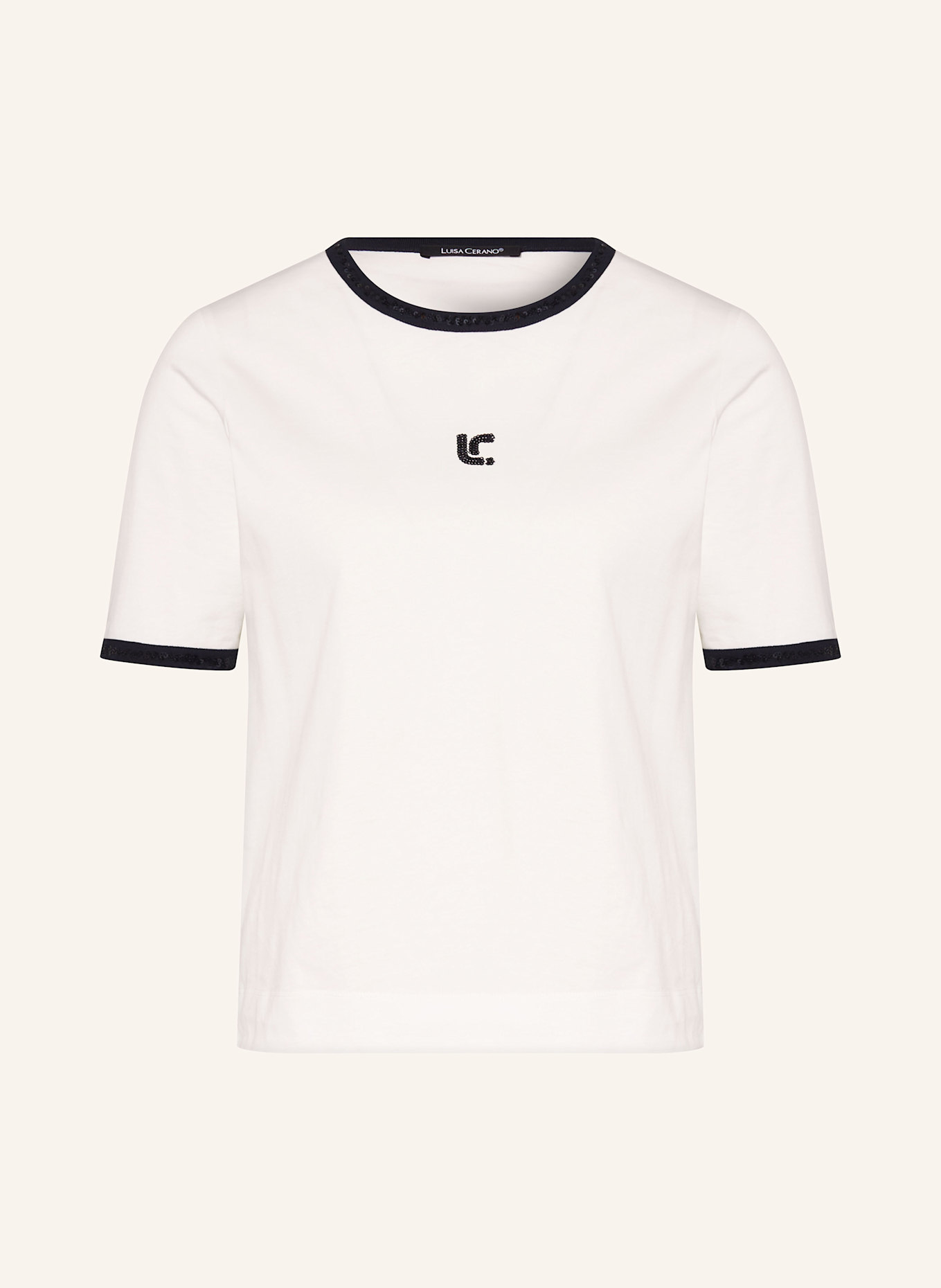 LUISA CERANO T-Shirt mit Pailletten: WEISS
