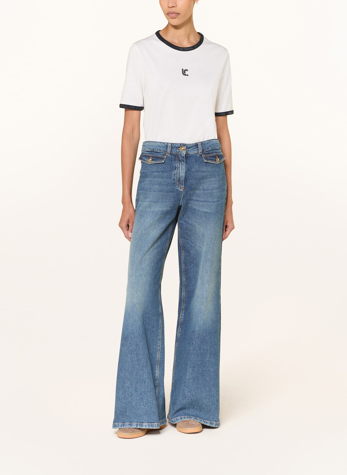 LUISA CERANO T-Shirt mit Pailletten: WEISS