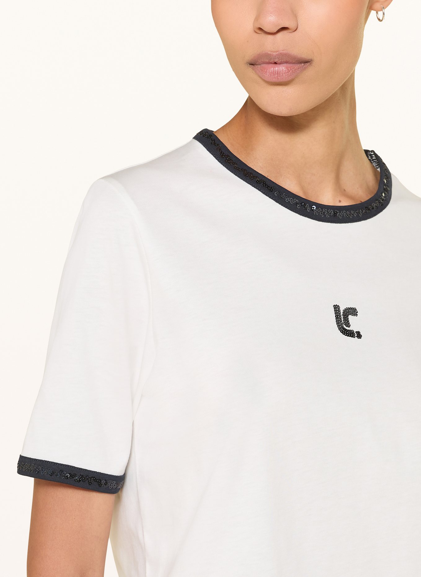 LUISA CERANO T-Shirt mit Pailletten: WEISS