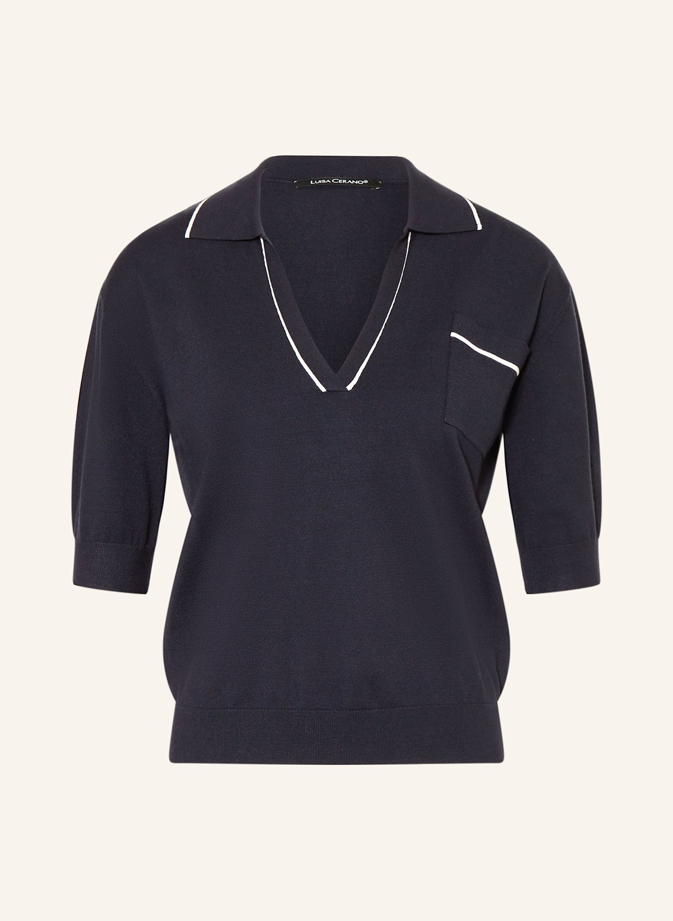 LUISA CERANO Strick-Poloshirt: DUNKELBLAU