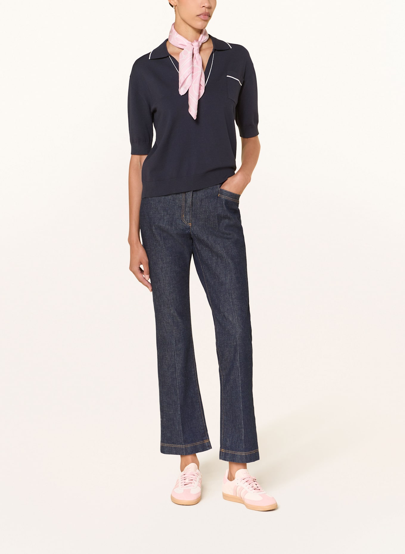 LUISA CERANO Strick-Poloshirt: DUNKELBLAU