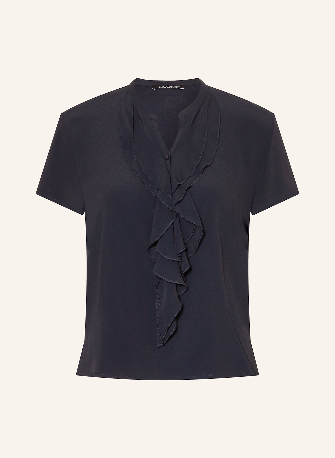 LUISA CERANO Halenka ze směsi materiálů s hedvábím: TMAVĚ MODRÁ