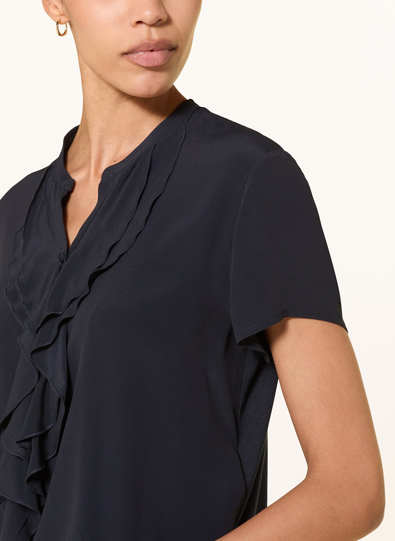 LUISA CERANO Halenka ze směsi materiálů s hedvábím: TMAVĚ MODRÁ