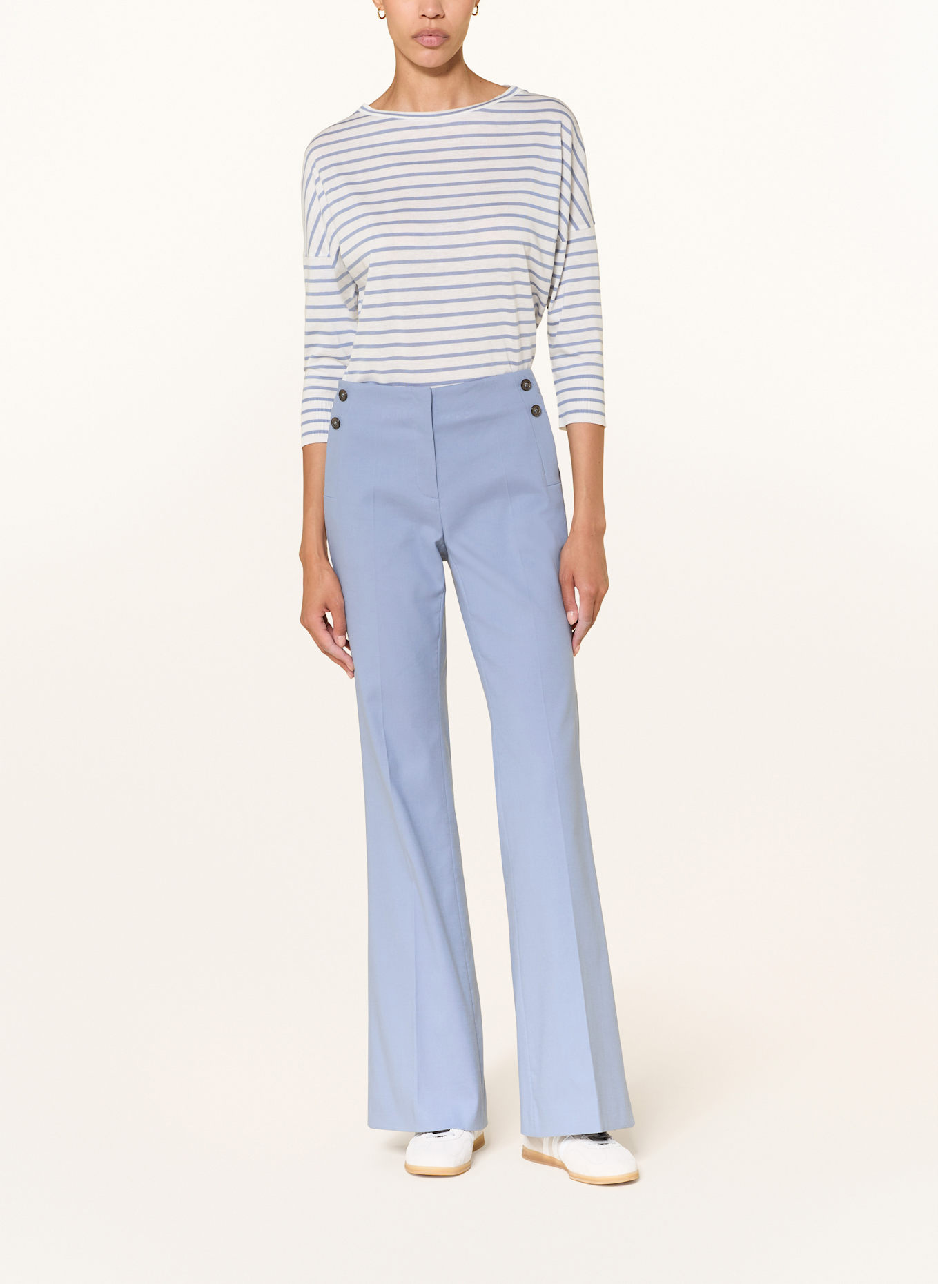 LUISA CERANO Tričko s 3/4 rukávem: ČERNOŠEDÁ / BÍLÁ