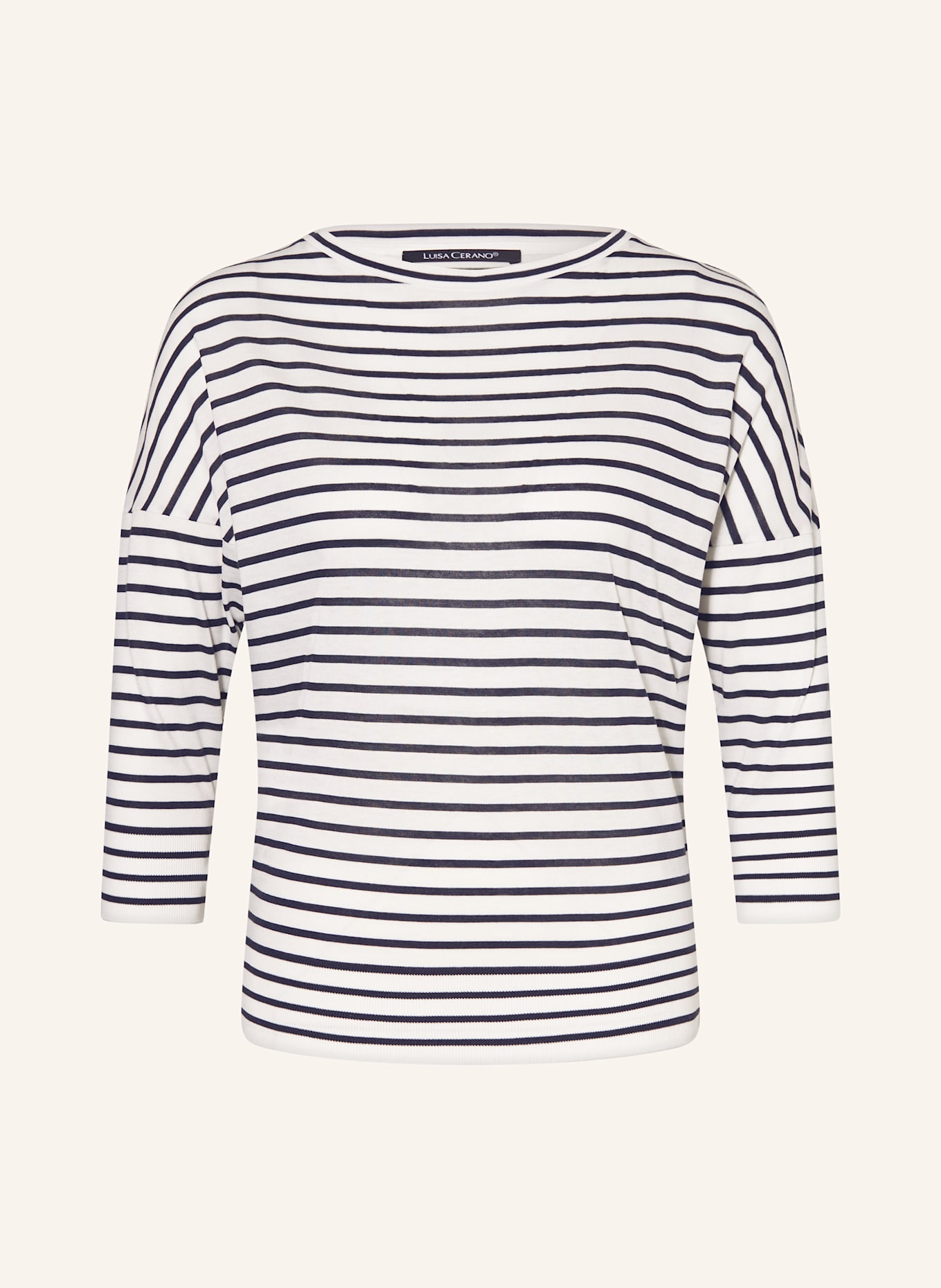 LUISA CERANO Shirt mit 3/4-Arm: WEISS / DUNKELBLAU