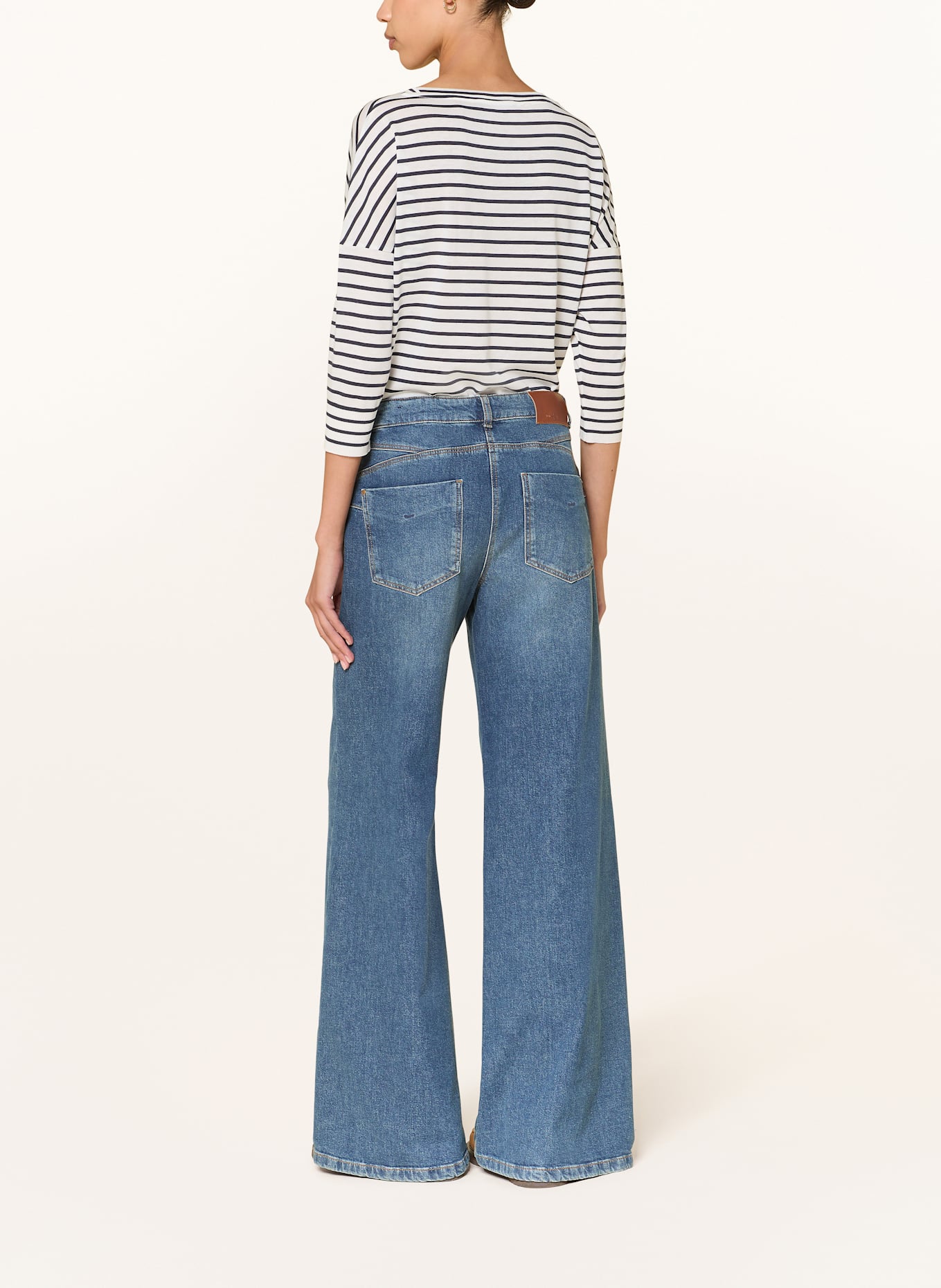 LUISA CERANO Shirt mit 3/4-Arm: WEISS / DUNKELBLAU