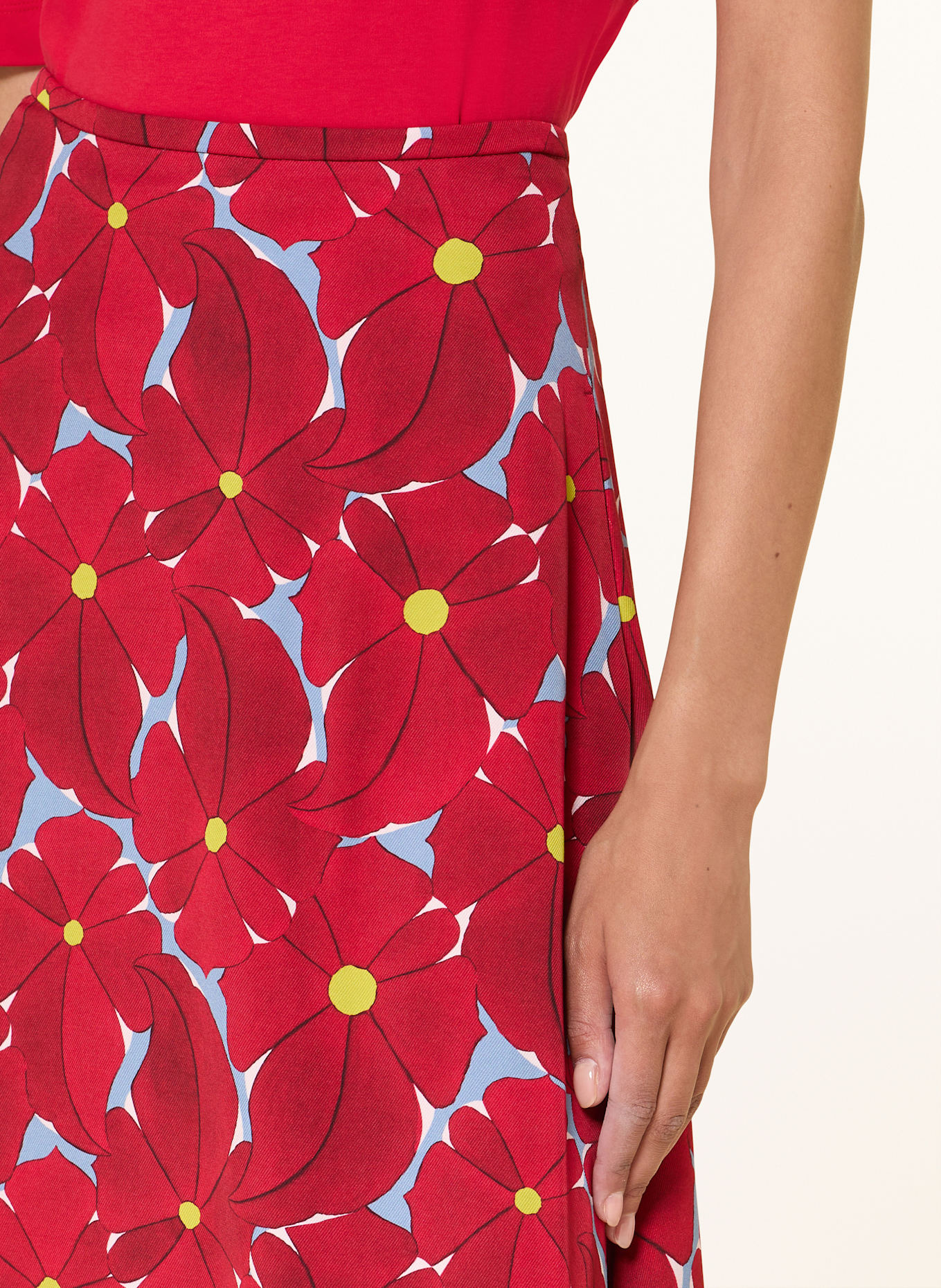 LUISA CERANO Sukně: ČERVENÁ / ČERNOŠEDÁ / SVĚTLE ZELENÁ