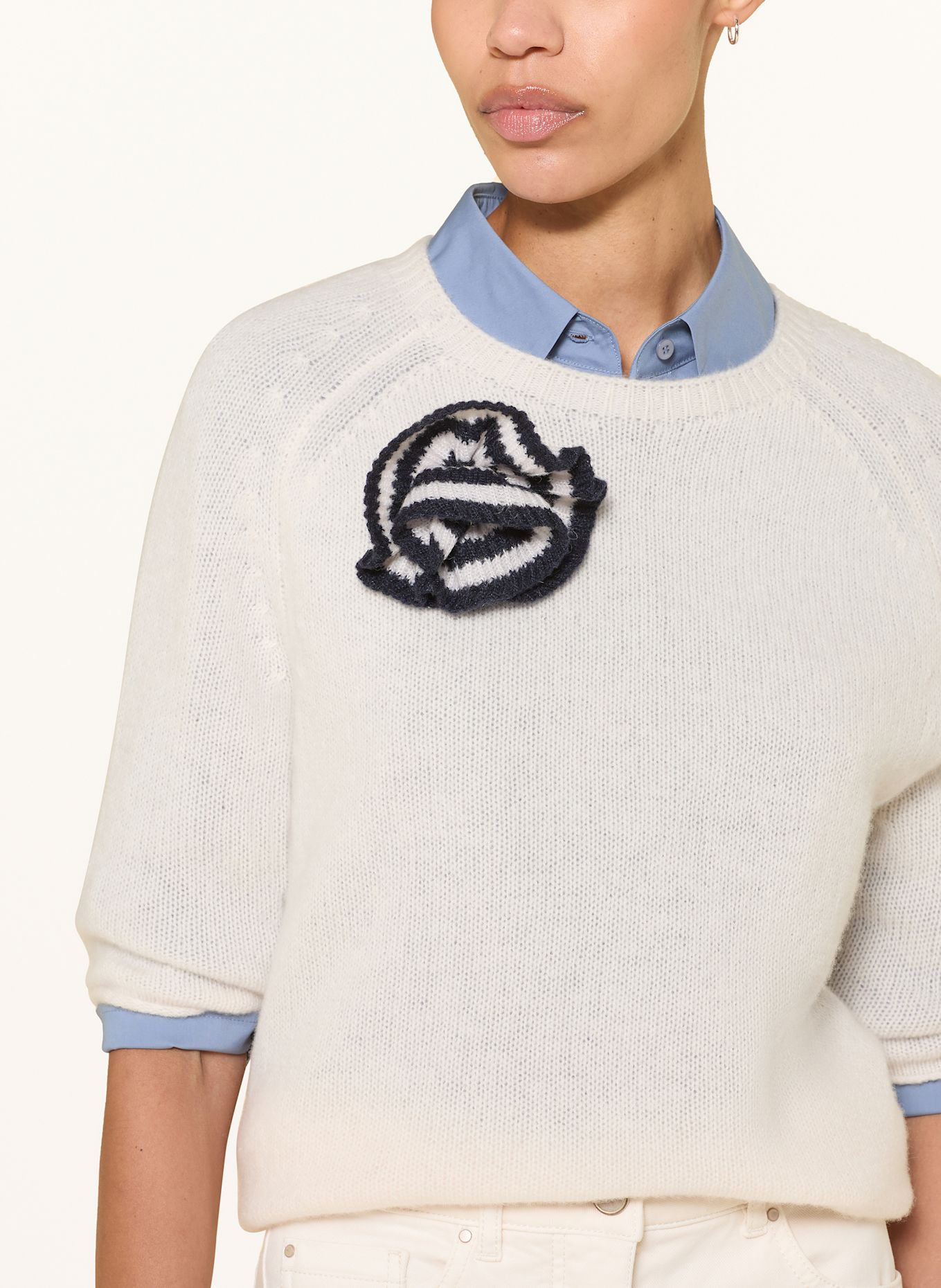 LUISA CERANO Brosche: DUNKELBLAU / WEISS