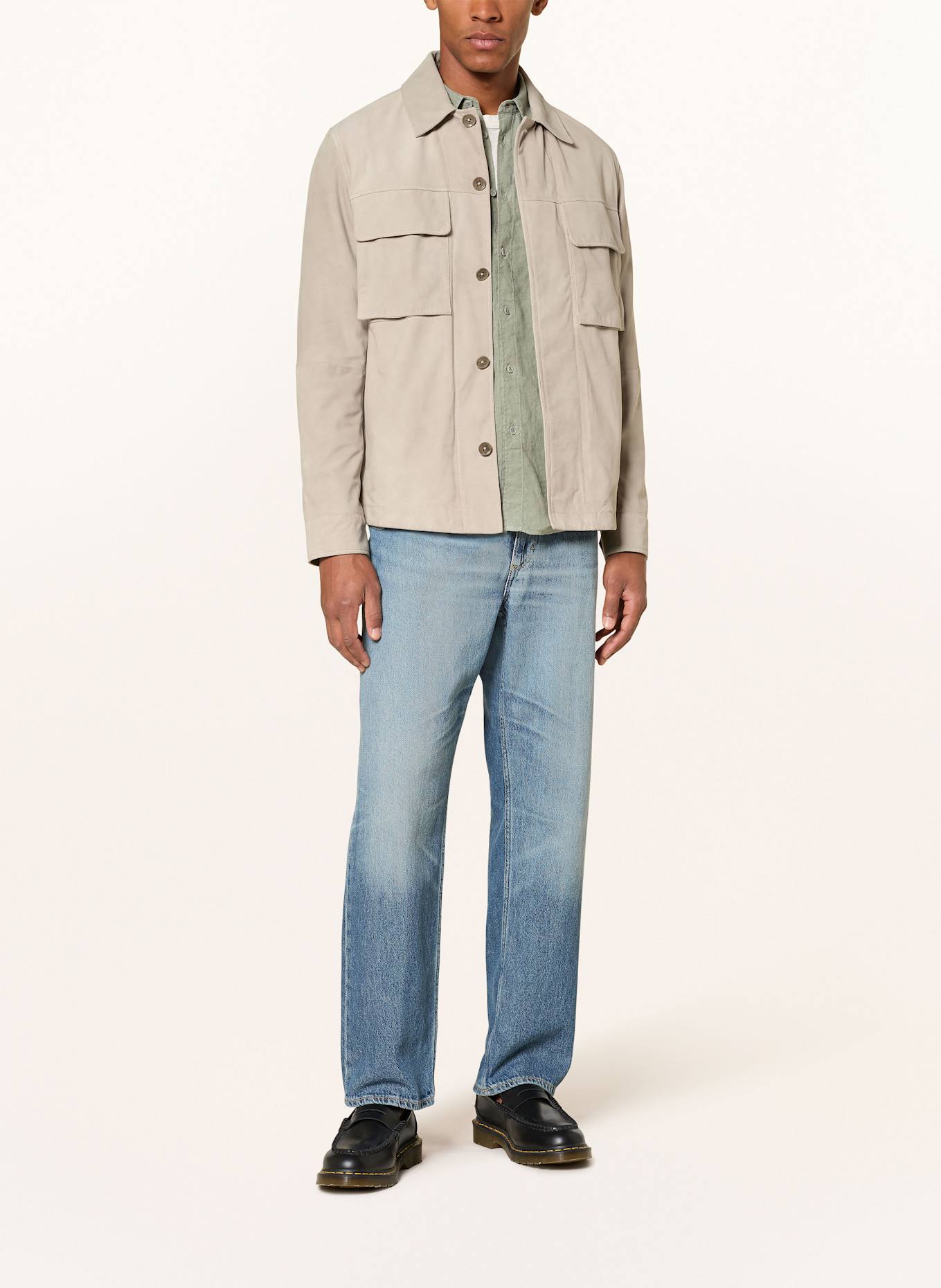 BELSTAFF Leder-Overjacket WAYMARK: MINT