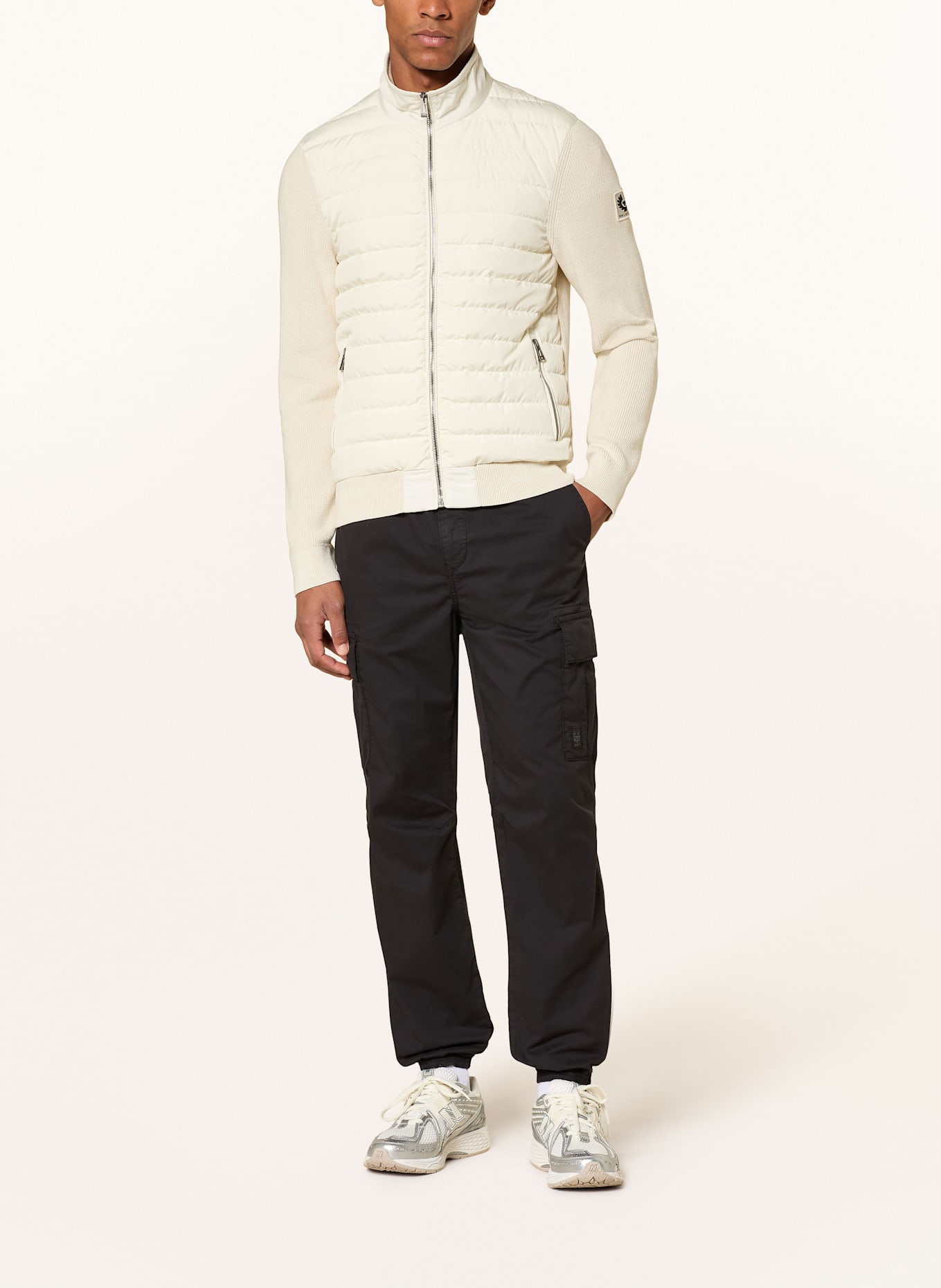 BELSTAFF CONTROL down jacket in mixed materials: CREAM