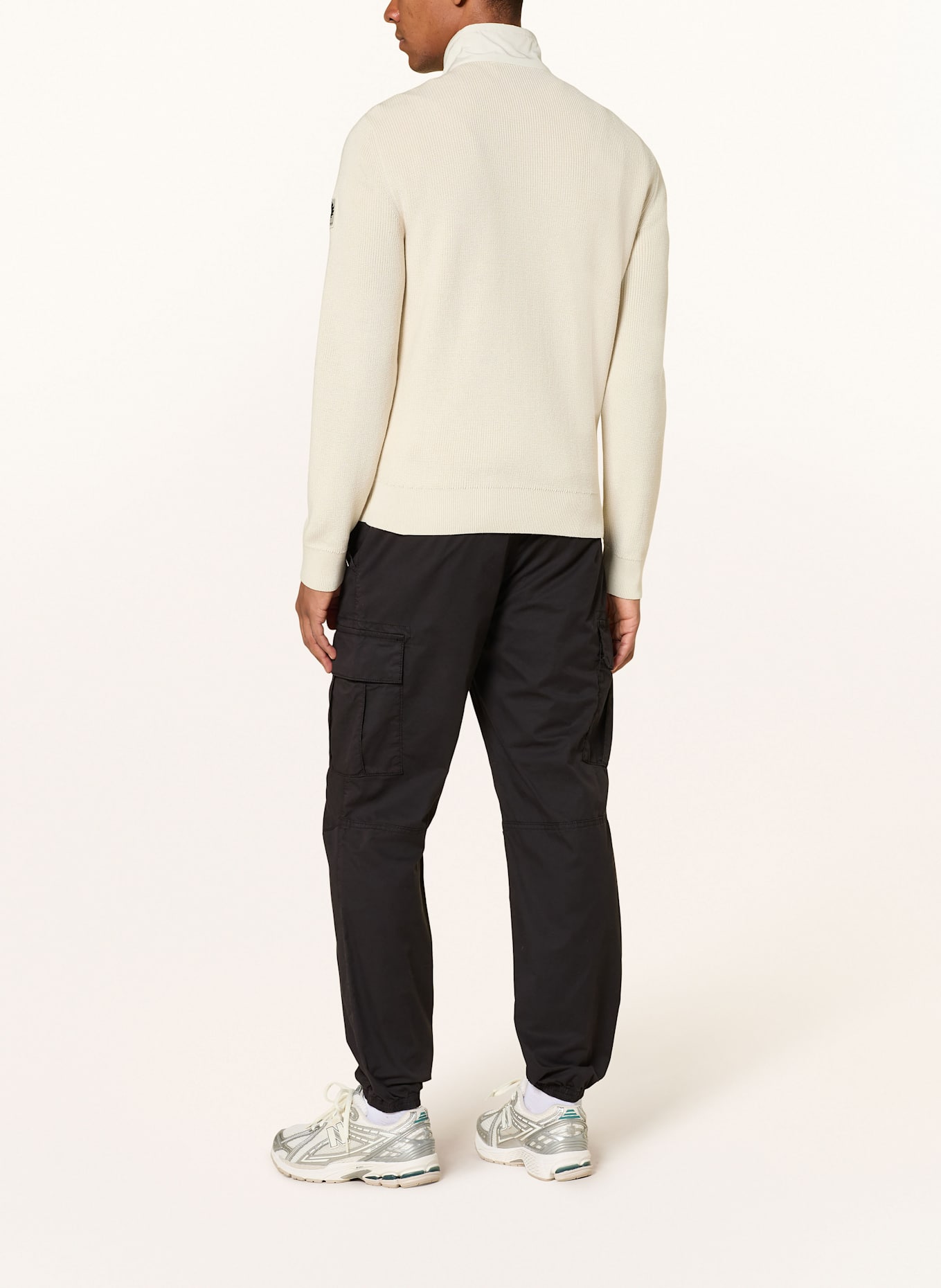 BELSTAFF CONTROL down jacket in mixed materials: CREAM