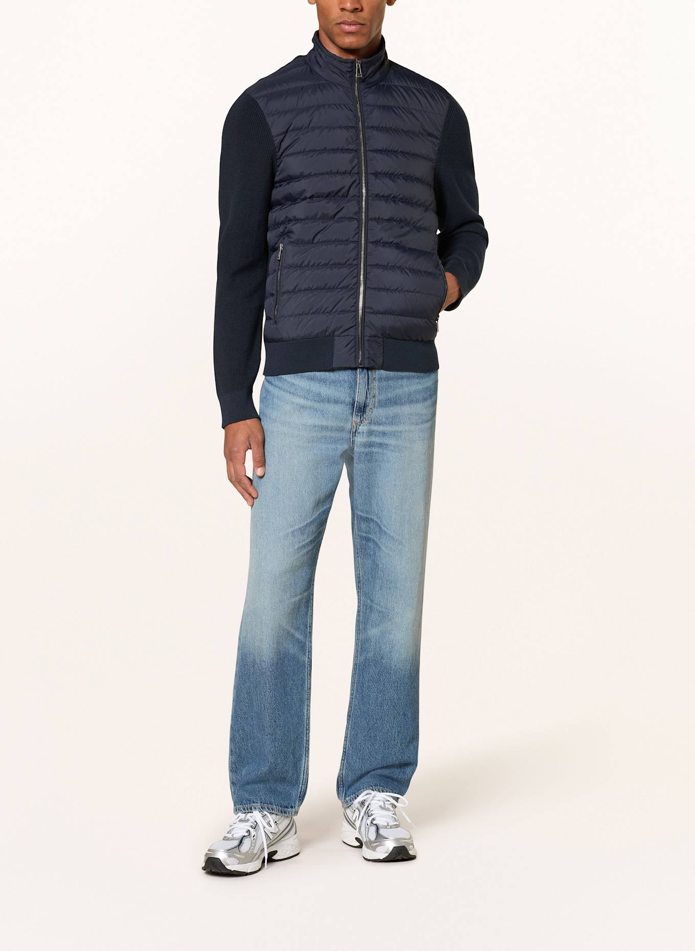 BELSTAFF CONTROL down jacket in mixed materials: DARK BLUE